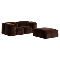 Mario Bellini “Le Mura” Modular Sofa for Cassina, Brown Velvet, 1972, Set of 3
