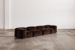 Mario Bellini “Le Mura” Modular Sofa for Cassina, Brown Velvet, 1972, Set of 4