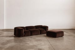 Mario Bellini “Le Mura” Modular Sofa for Cassina, Brown Velvet, 1972, Set of 4
