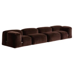 Mario Bellini “Le Mura” Modular Sofa for Cassina, Brown Velvet, 1972, Set of 4