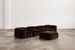 Mario Bellini “Le Mura” Modular Sofa for Cassina, Brown Velvet, 1972, Set of 5