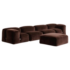 Mario Bellini “Le Mura” Modular Sofa for Cassina, Brown Velvet, 1972, Set of 5