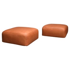 Mario Bellini Le Mura Poufs in New Leather for Cassina, Italy, circa 1970