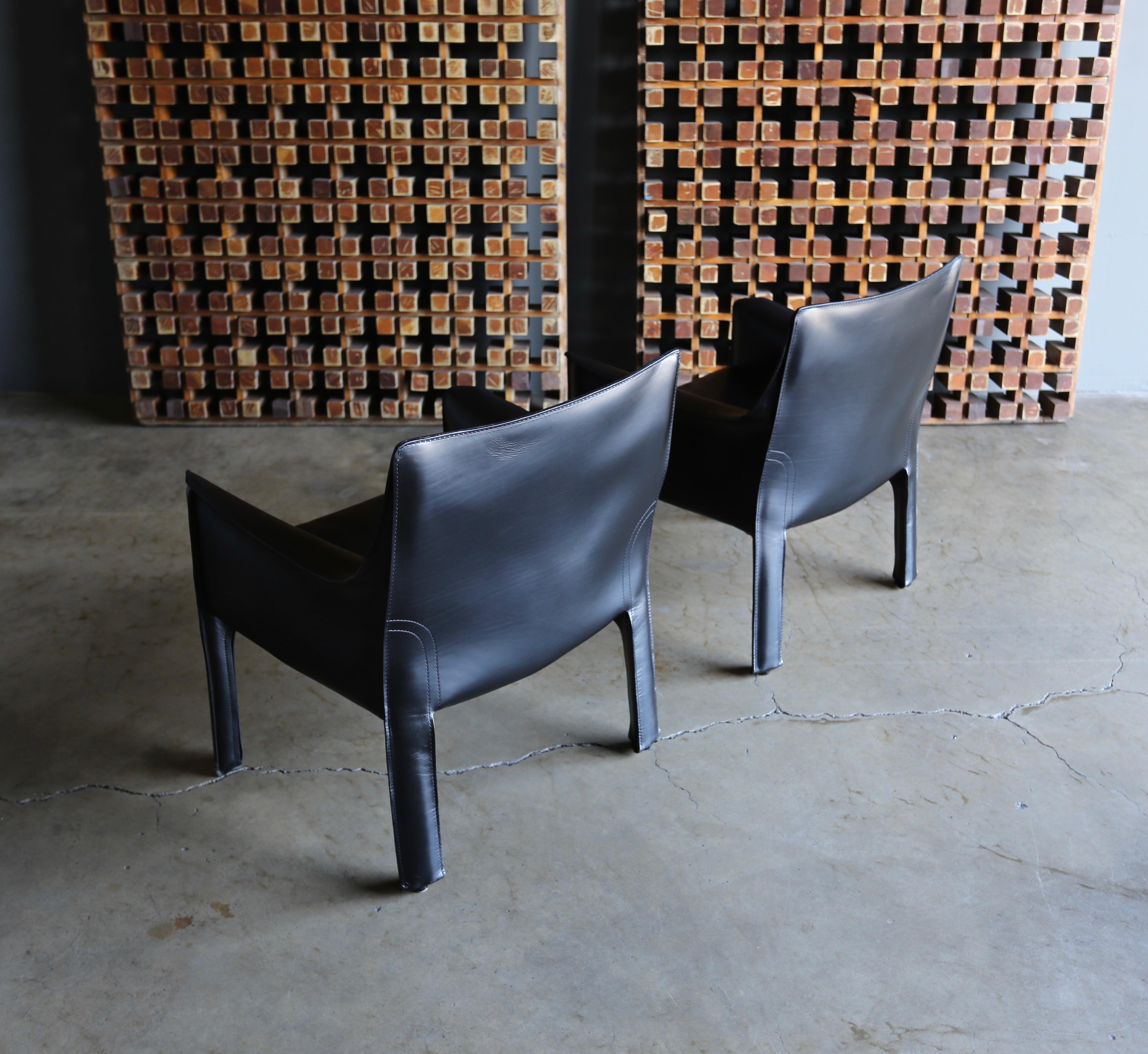 Mario Bellini Leather Cab Lounge Chairs for Cassina 3