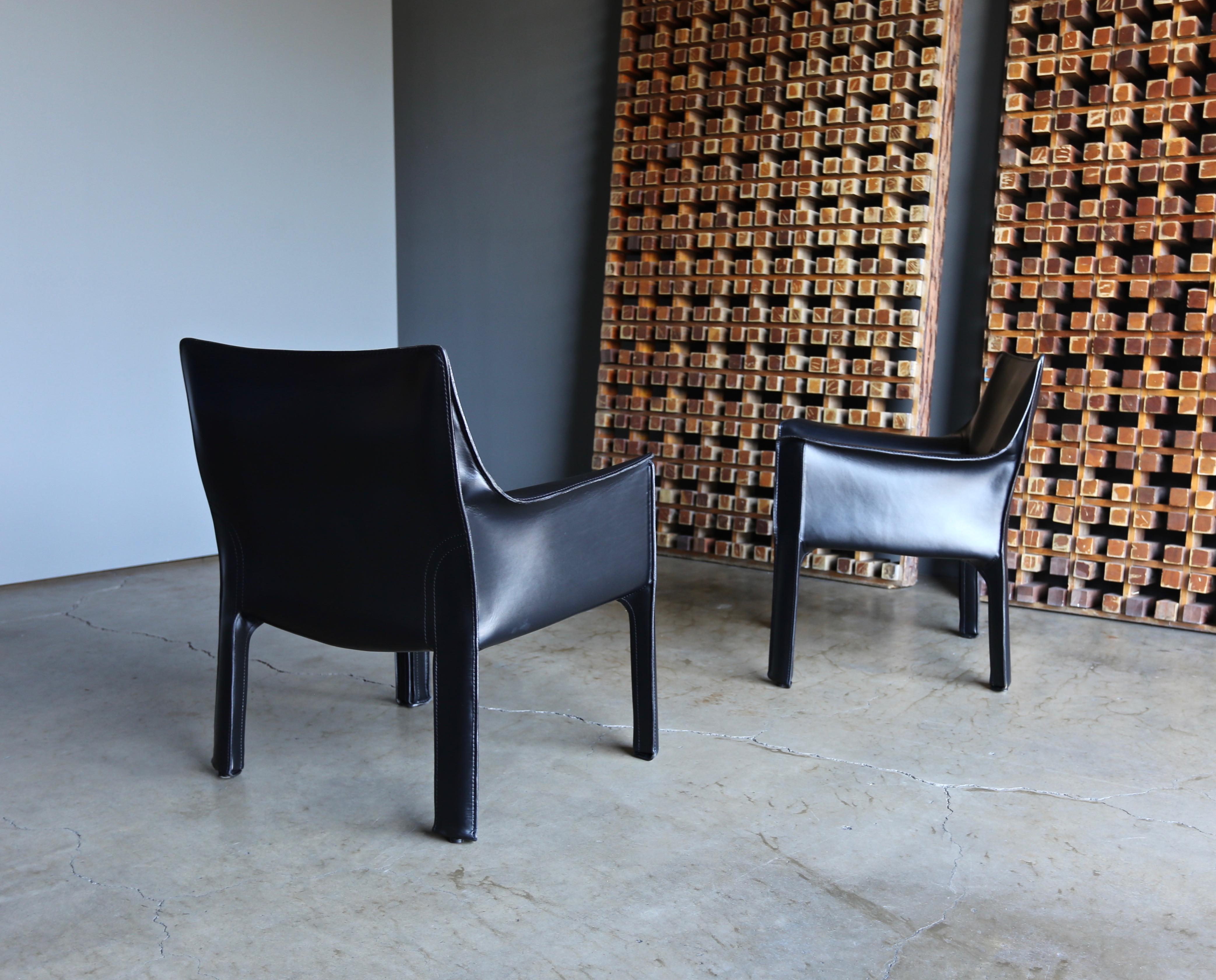 Mario Bellini Leather Cab Lounge Chairs for Cassina 7