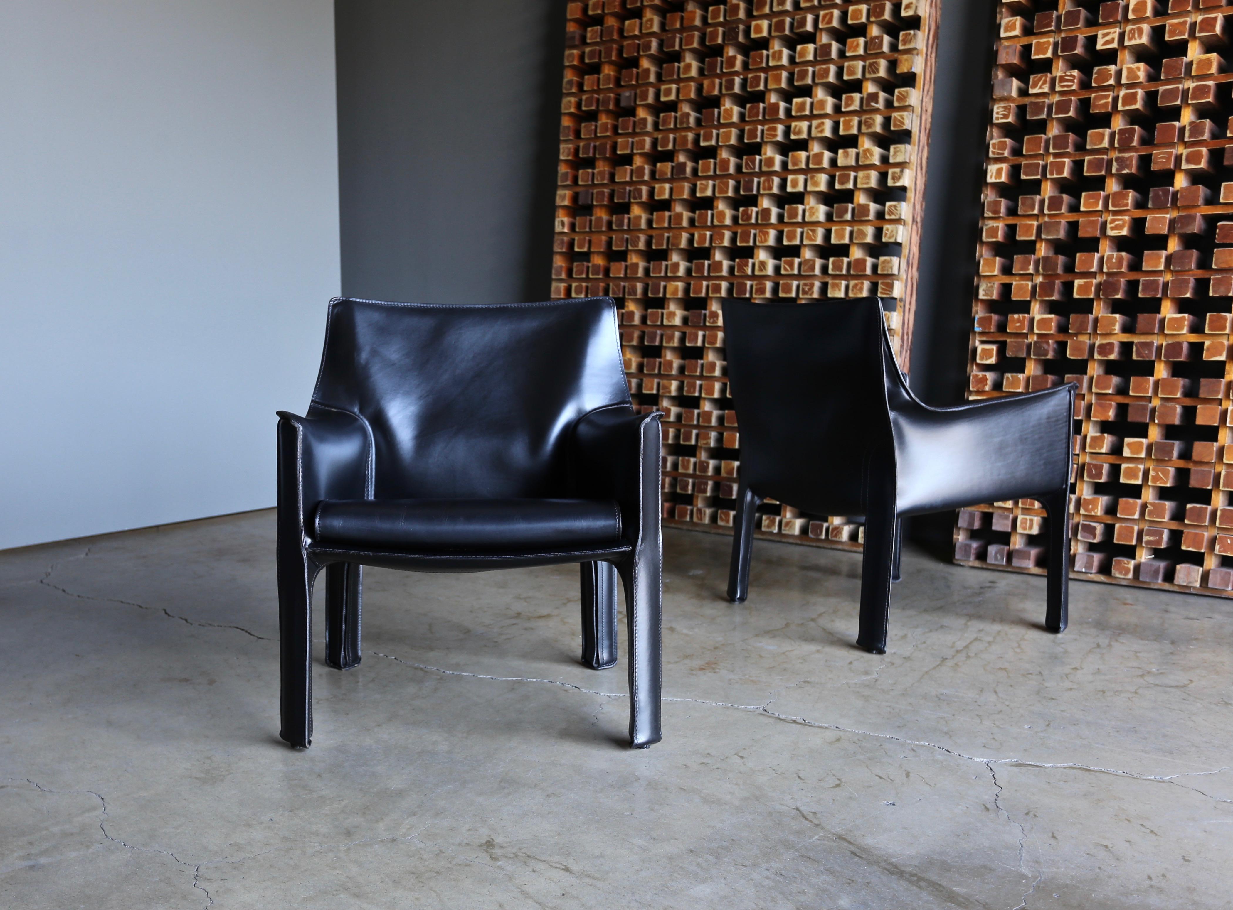 Modern Mario Bellini Leather Cab Lounge Chairs for Cassina