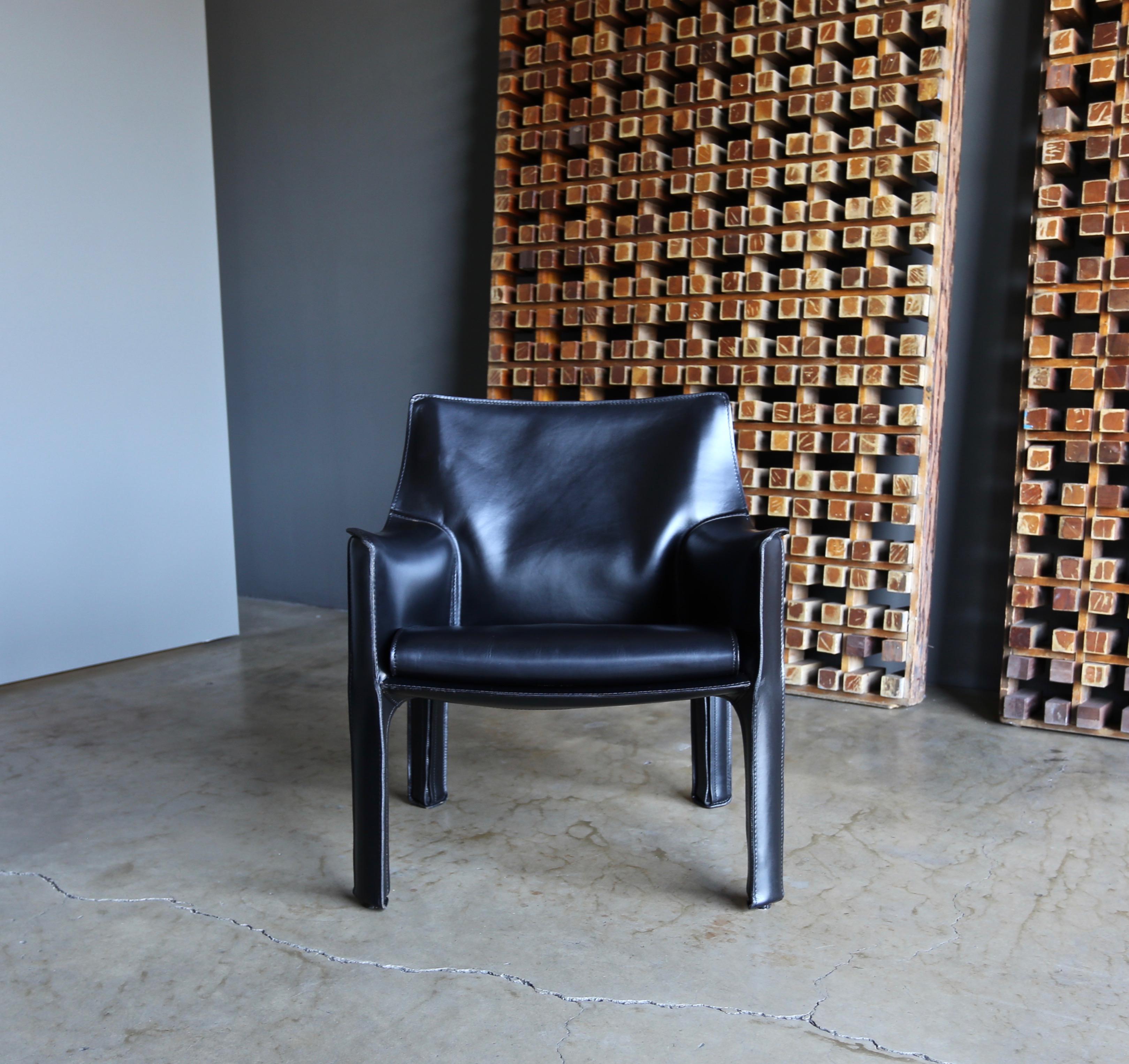 20th Century Mario Bellini Leather Cab Lounge Chairs for Cassina