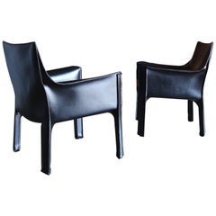 Mario Bellini Leather Cab Lounge Chairs for Cassina