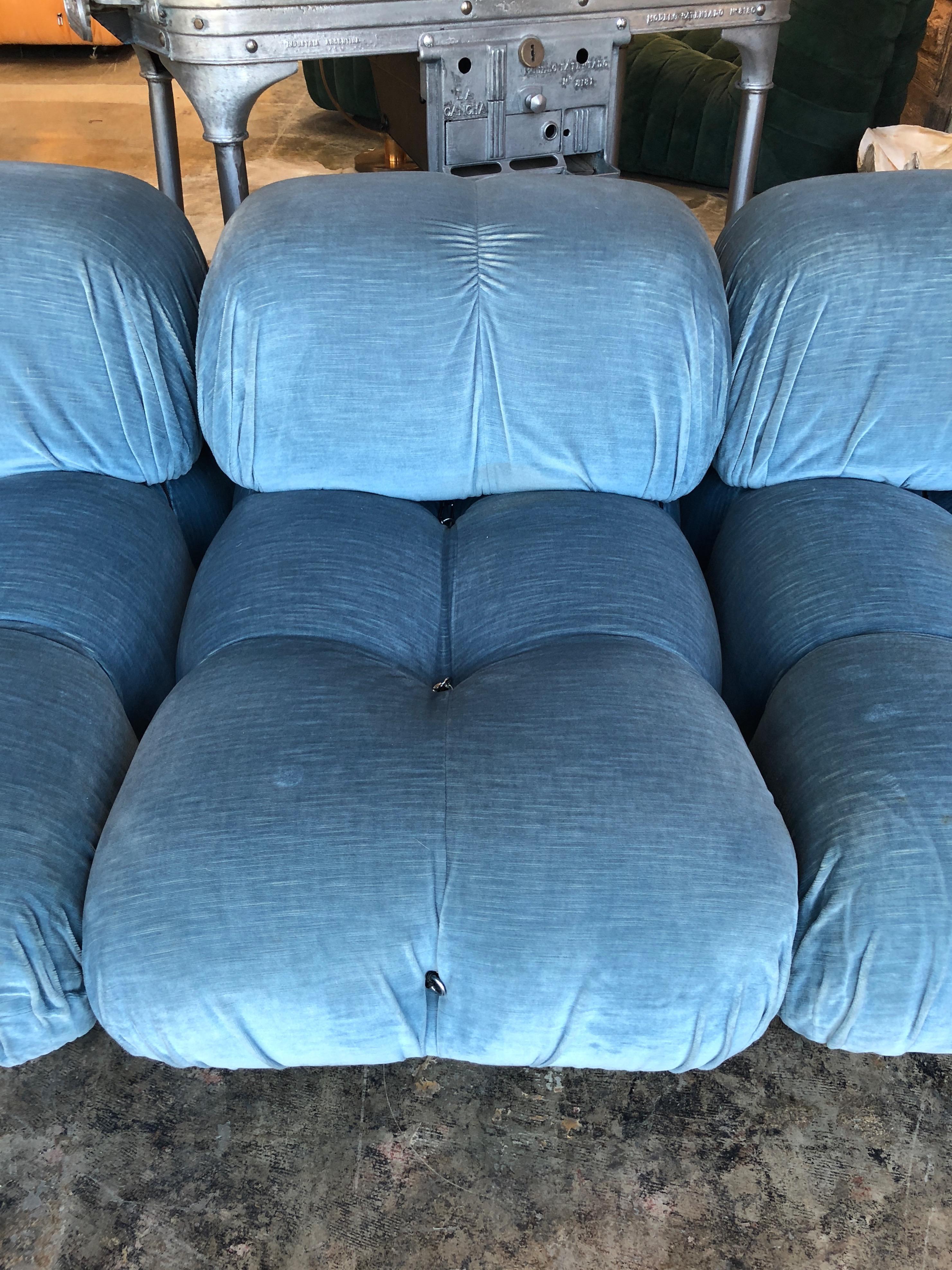 Mario Bellini Light Blue Original Fabric 'Camaleonda' Modular Sofa In Excellent Condition In Los Angeles, CA