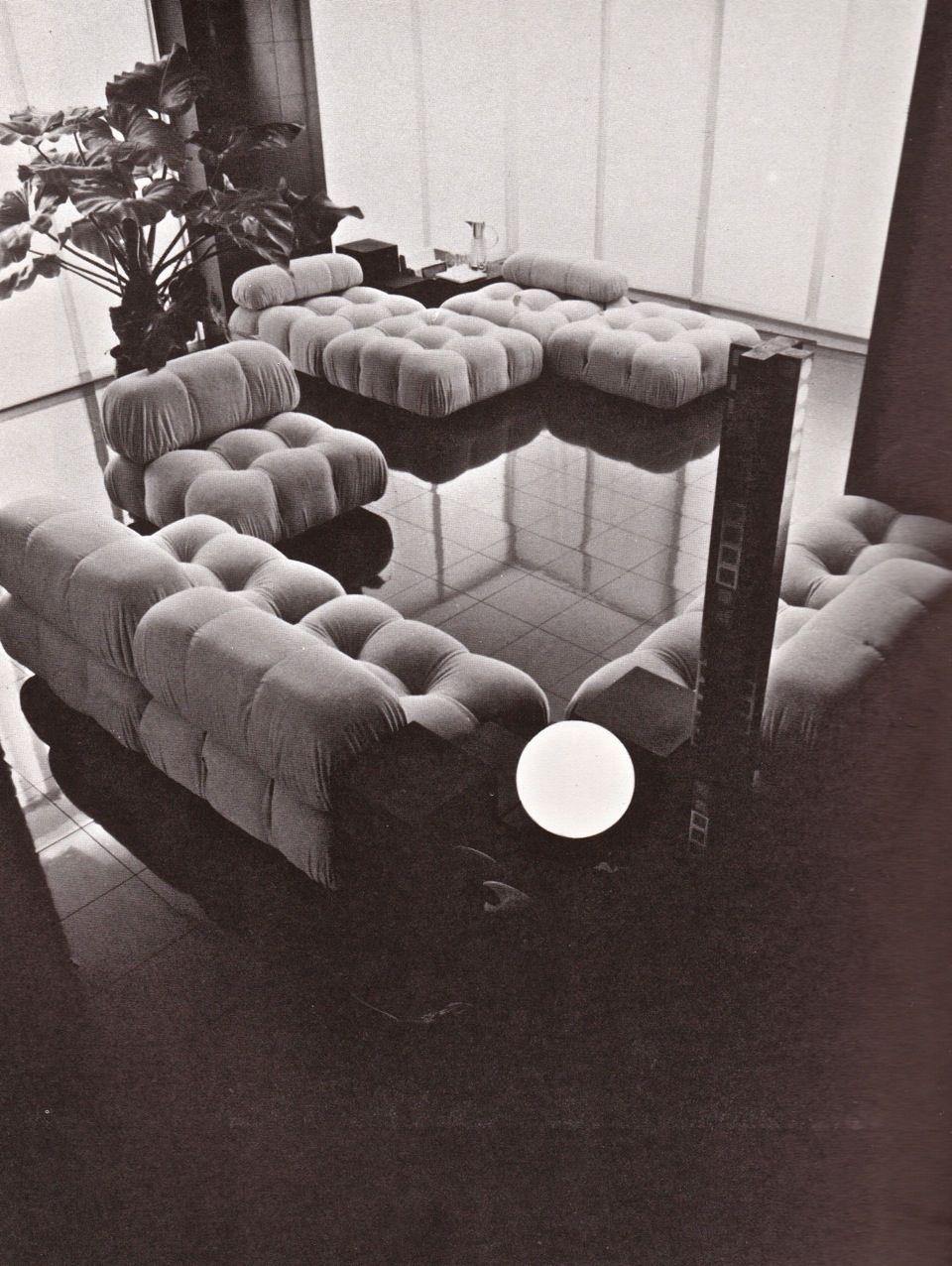 Mid-20th Century Mario Bellini Light Blue Original Fabric 'Camaleonda' Modular Sofa