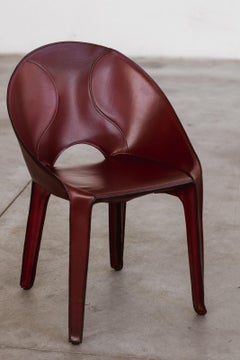 Mario Bellini “Lira & Liuto” Chair for Cassina, Bordeaux Leather, 1989
