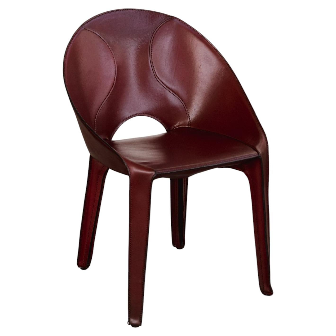 Chaise "Lira & Liuto" de Mario Bellini pour Cassina, cuir bordeaux, 1989