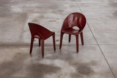 Mario Bellini “Lira & Liuto” Chair for Cassina, Bordeaux Leather, 1989, Set of 2