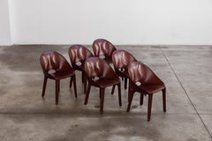 Mario Bellini “Lira & Liuto” Chair for Cassina, Bordeaux Leather, 1989, Set of 6