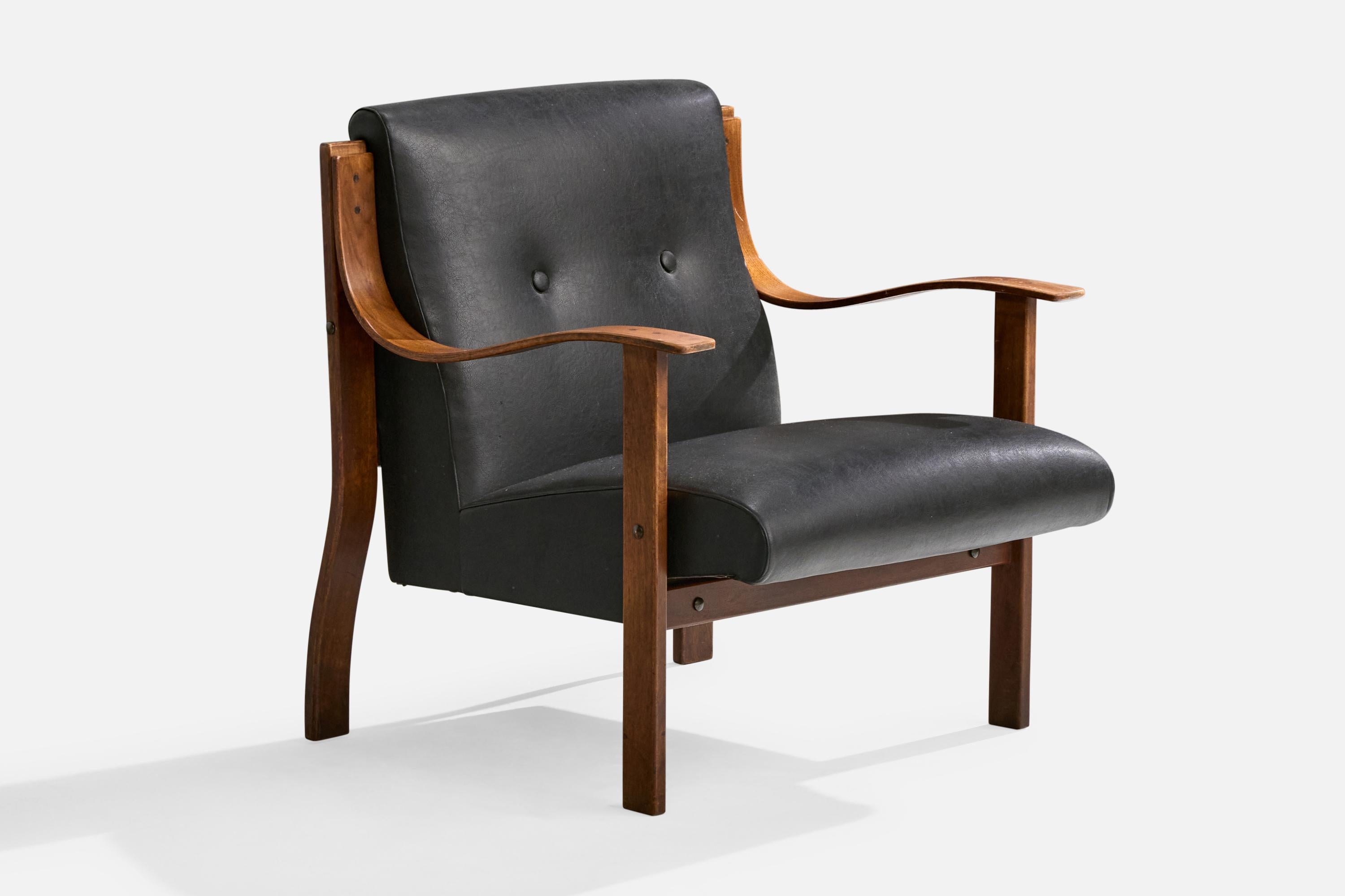 Mario Bellini, Lounge Chairs, Beech, Vinyl, Italy, 1960s In Good Condition For Sale In High Point, NC