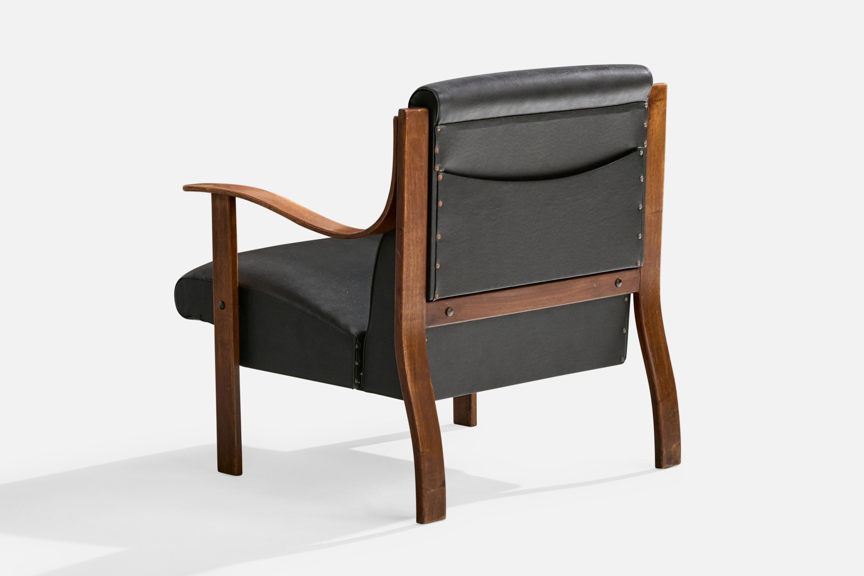 Mid-20th Century Mario Bellini, Lounge Chairs, Beech, Vinyl, Italy, 1960s For Sale
