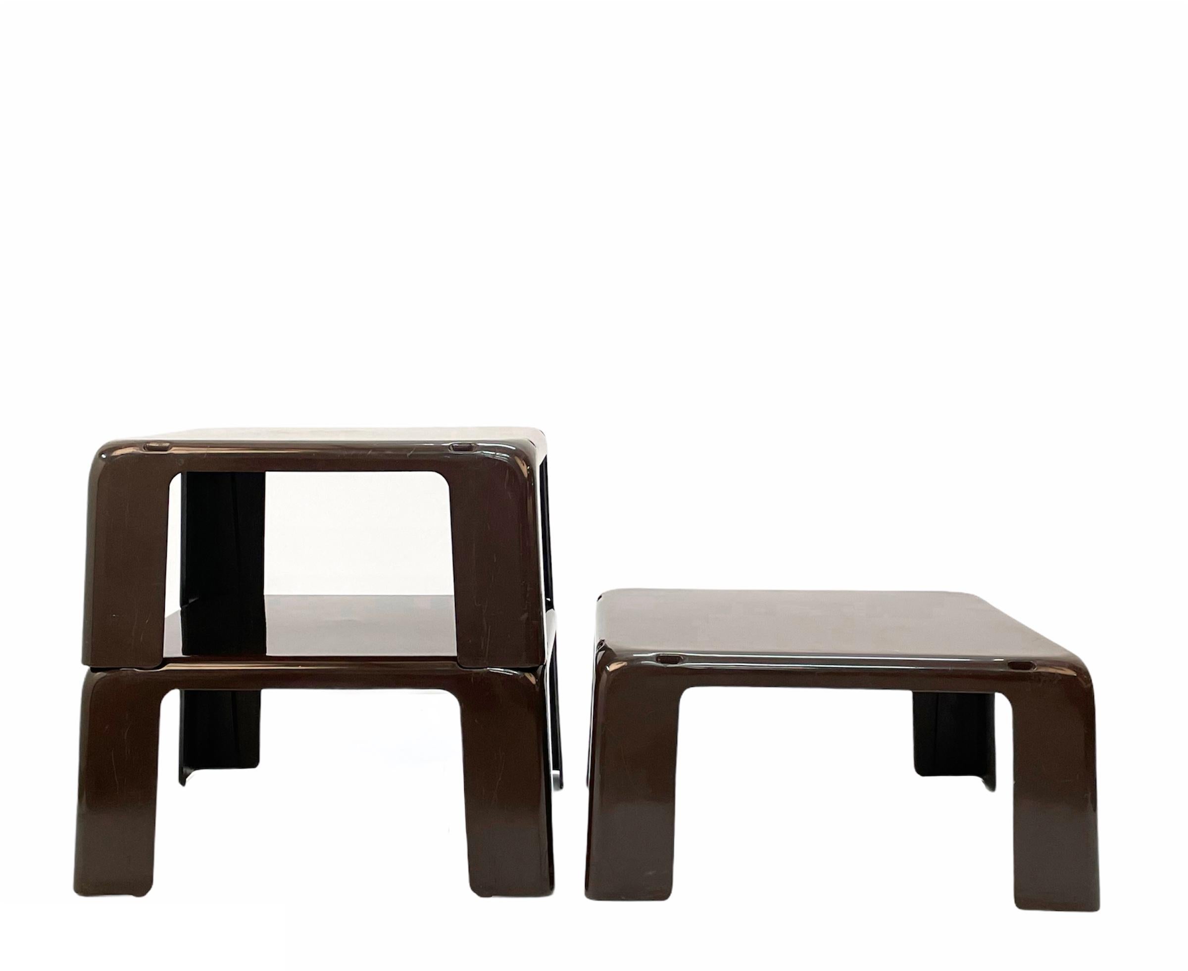 Mario Bellini Midcentury Brown Fiberlite Italian Coffee Tables for B&B, 1967 1