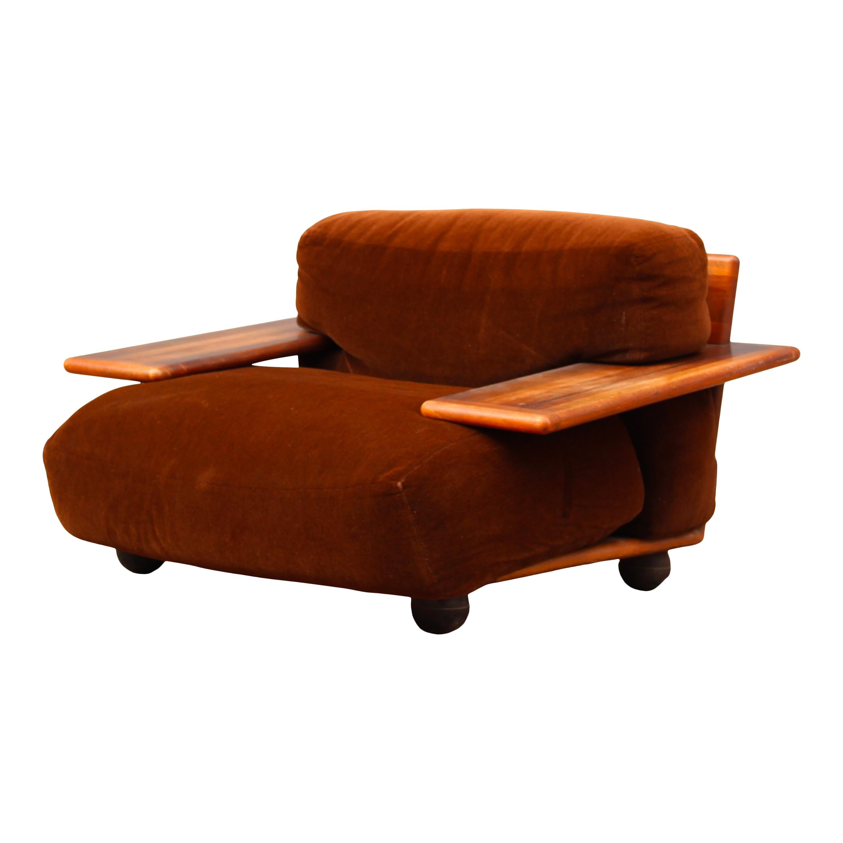 Mario Bellini Midcentury Brown Velvet Pianura Living Room Set for Cassina, 1970 en vente 6