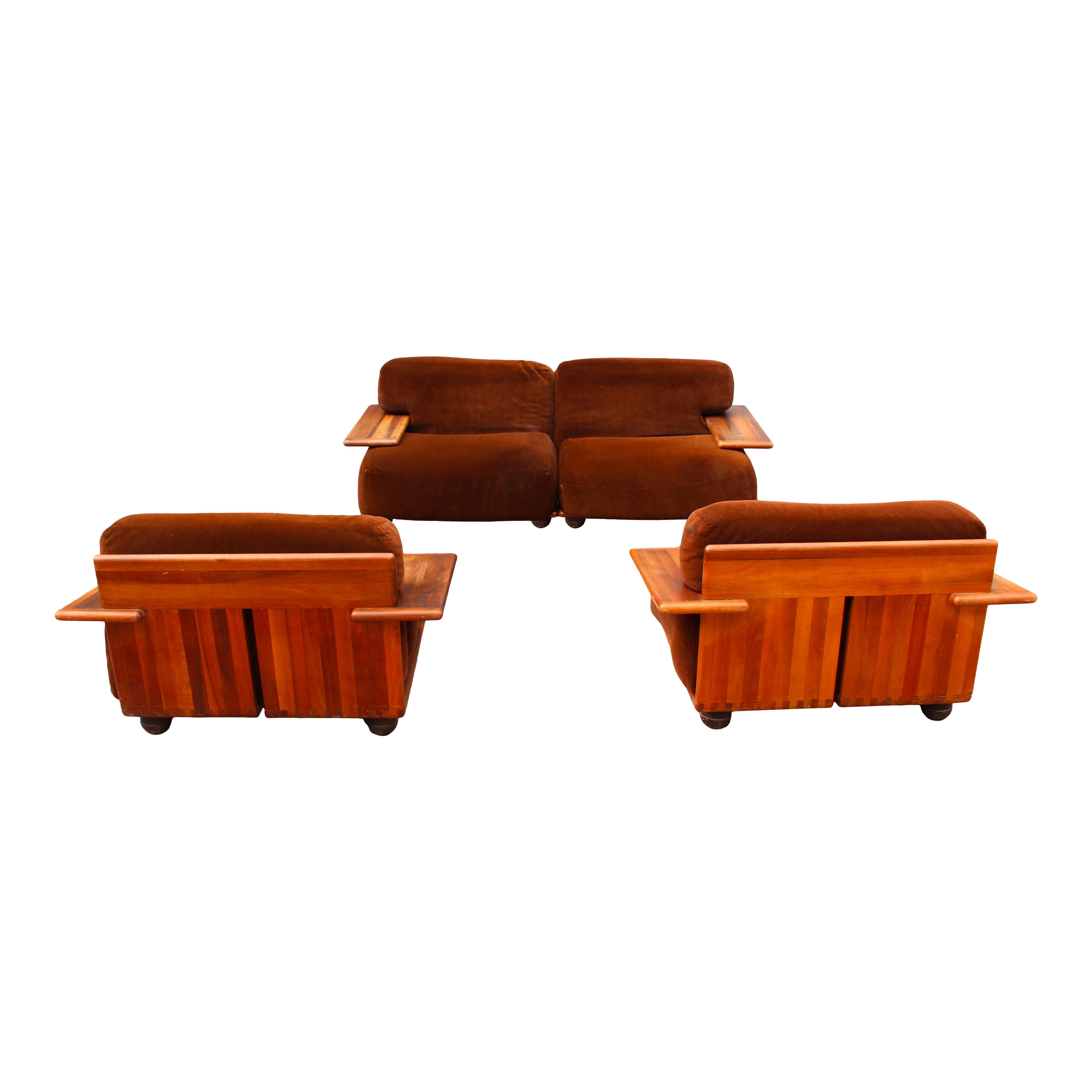 Mario Bellini Midcentury Modern Brown Velvet Pianura Armchair for Cassina, 1970 For Sale 11