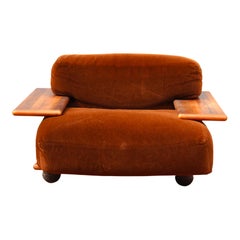 Mario Bellini Poltrona Pianura in velluto marrone del Medioevo per Cassina, 1970