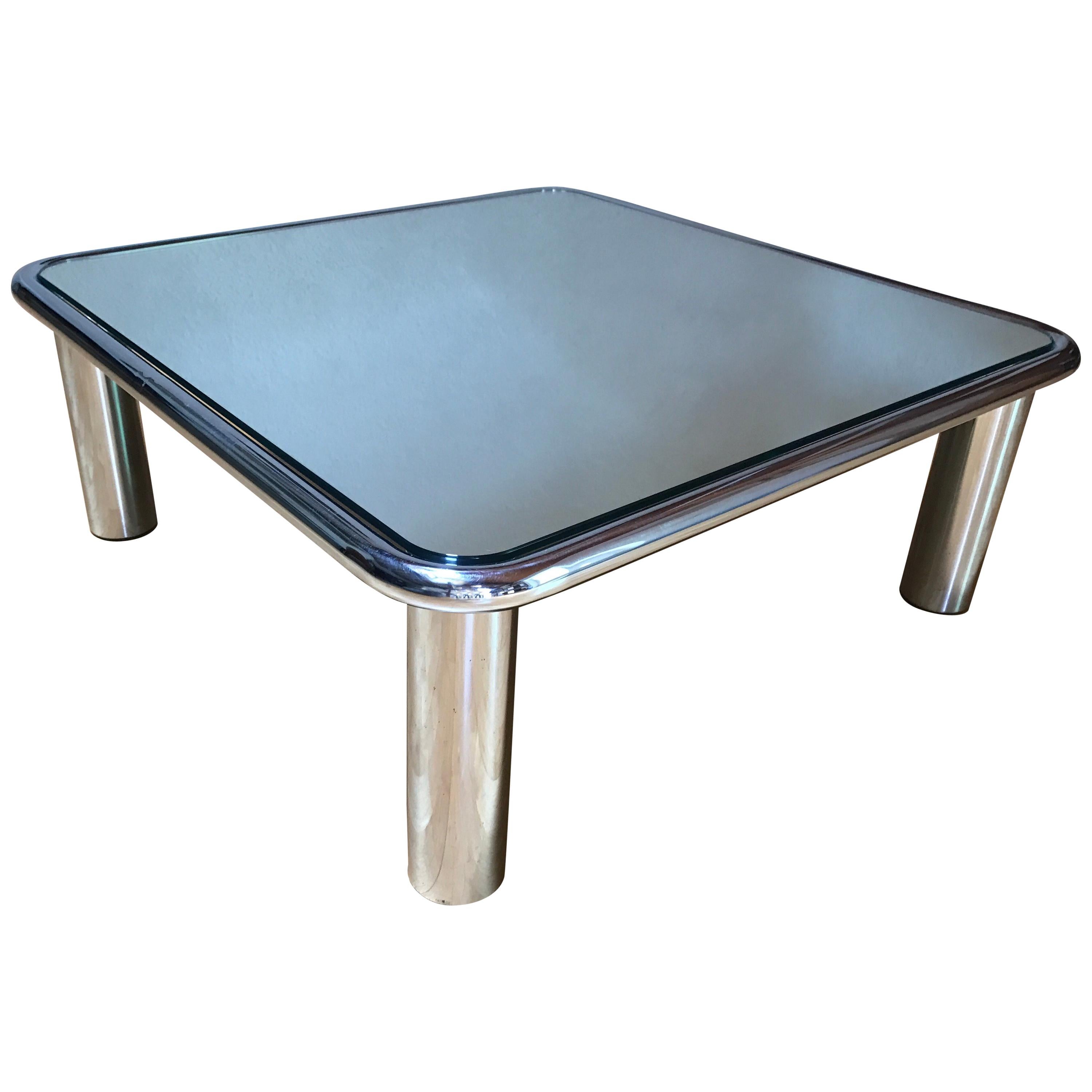 Mario Bellini Mirror Top Chrome Coffee Table for Cassina