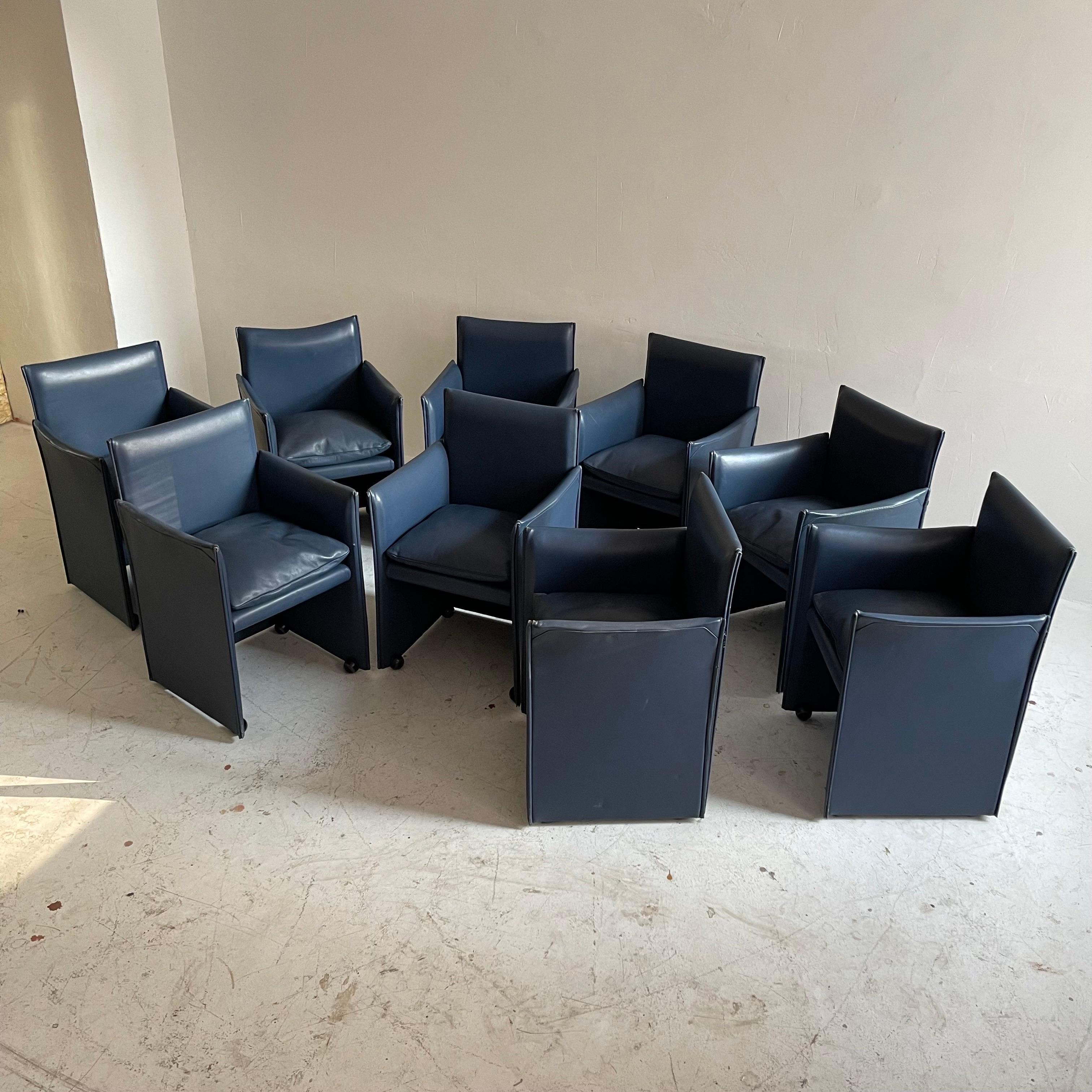 Mario Bellini Model '401 Break' Armchair by Cassina 1970s, Set of 9 13