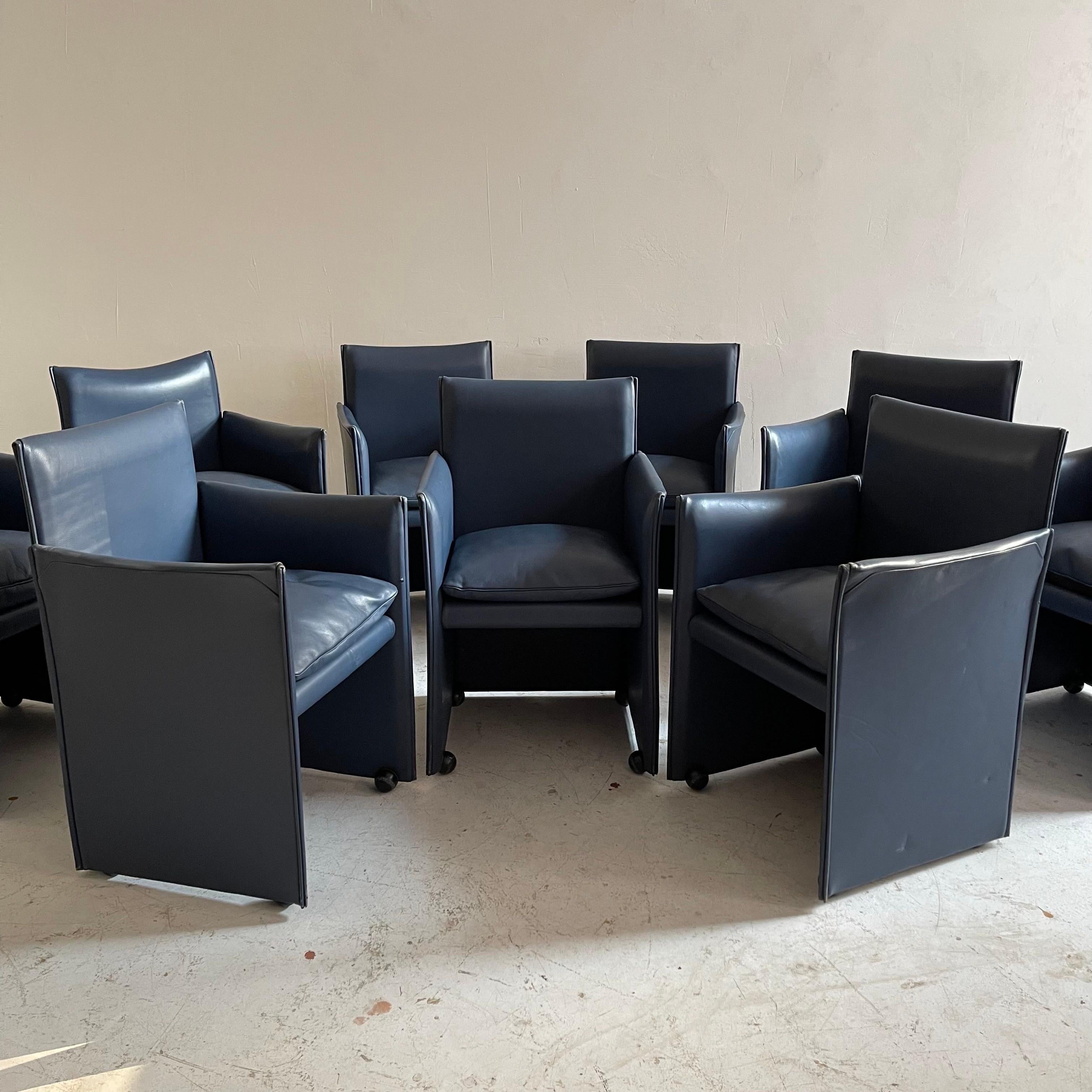 Italian Mario Bellini Model '401 Break' Armchair by Cassina 1970s, Set of 9