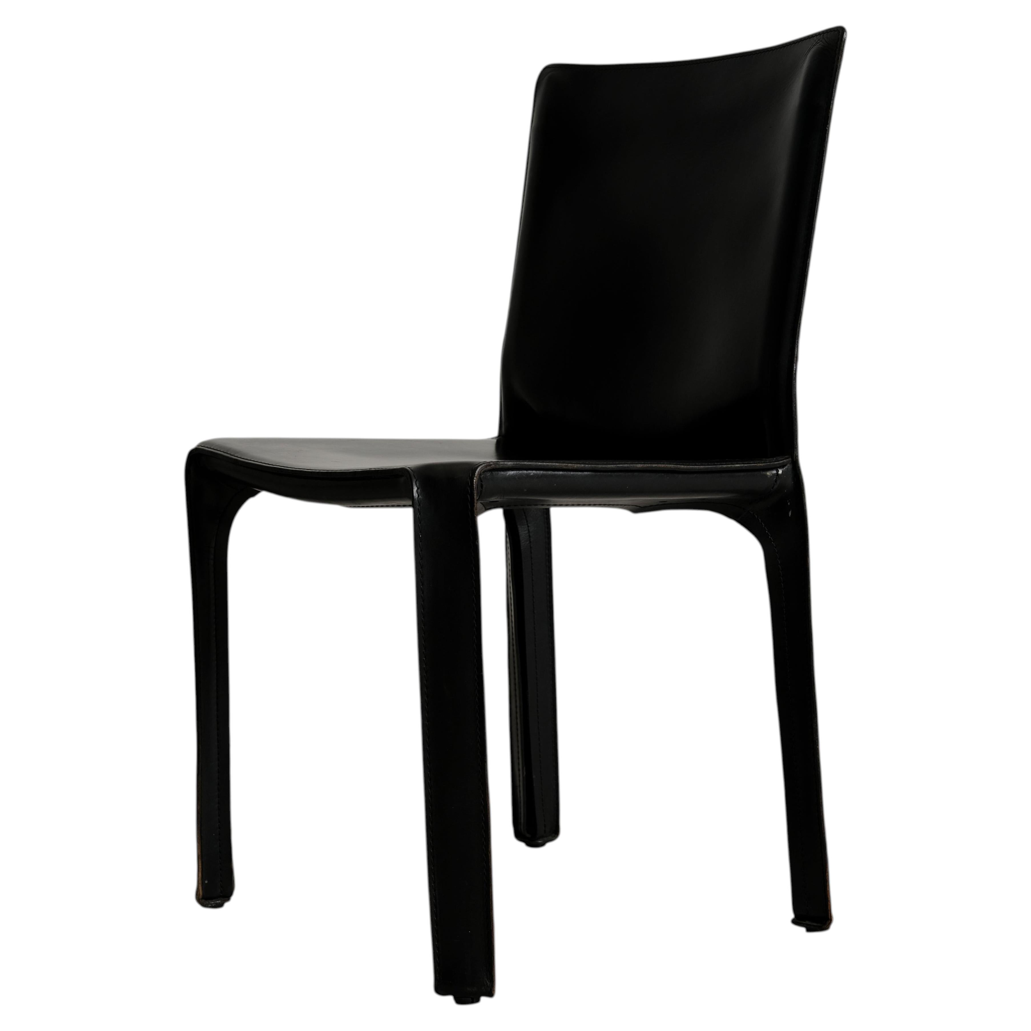 Mario Bellini Model 412 "CAB" Dining Chair for Cassina, Black Leather, 1977 For Sale