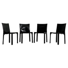 Mario Bellini Model 412 "CAB" Dining Chairs for Cassina, Black Leather, Set of 4