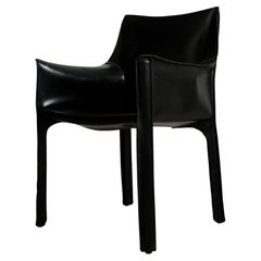 Mario Bellini Model 413 "CAB" Armchair for Cassina, Black Leather, 1977