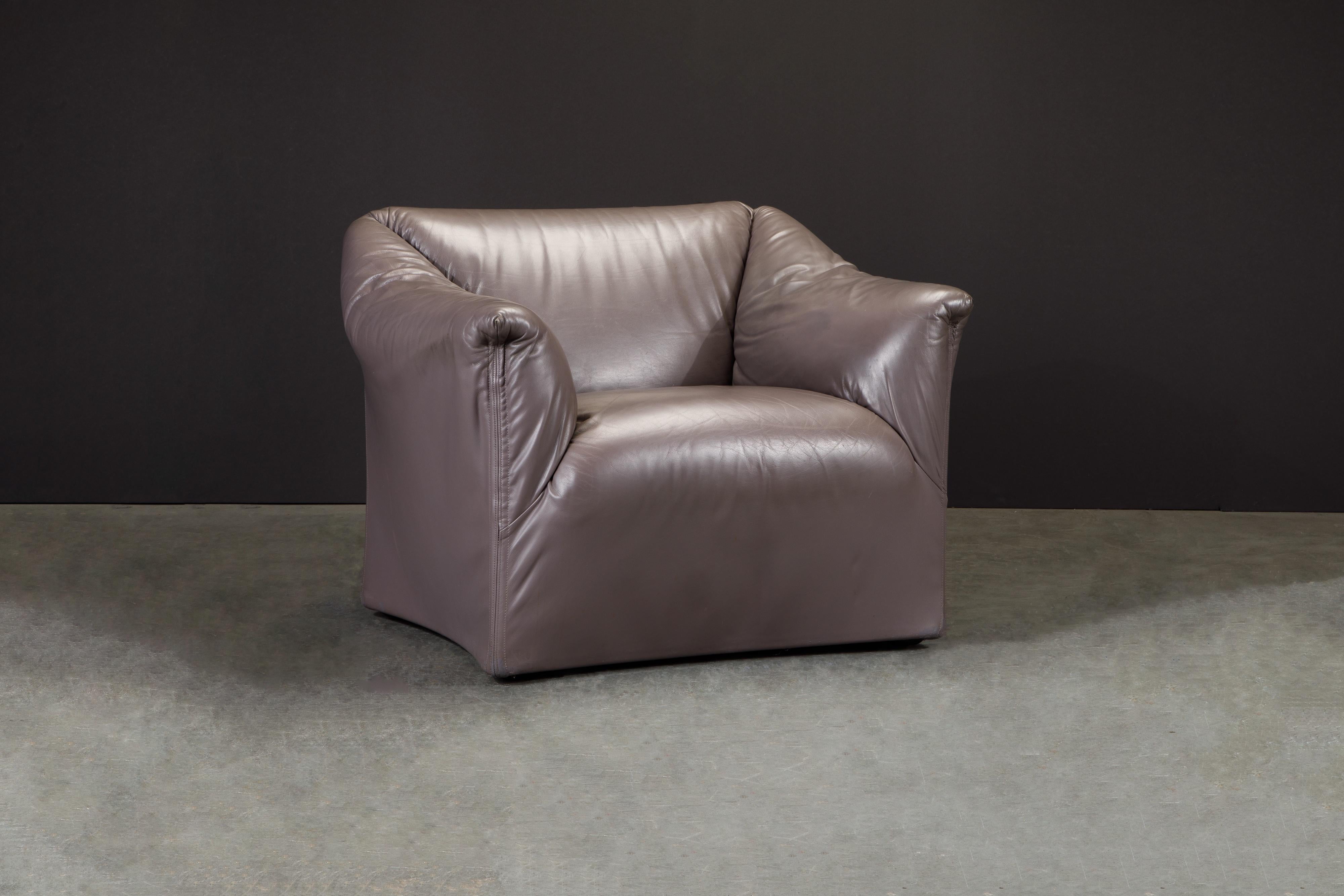 Mario Bellini Model 685 'Tentazione' Club Lounge Chairs in Leather, Signed 2