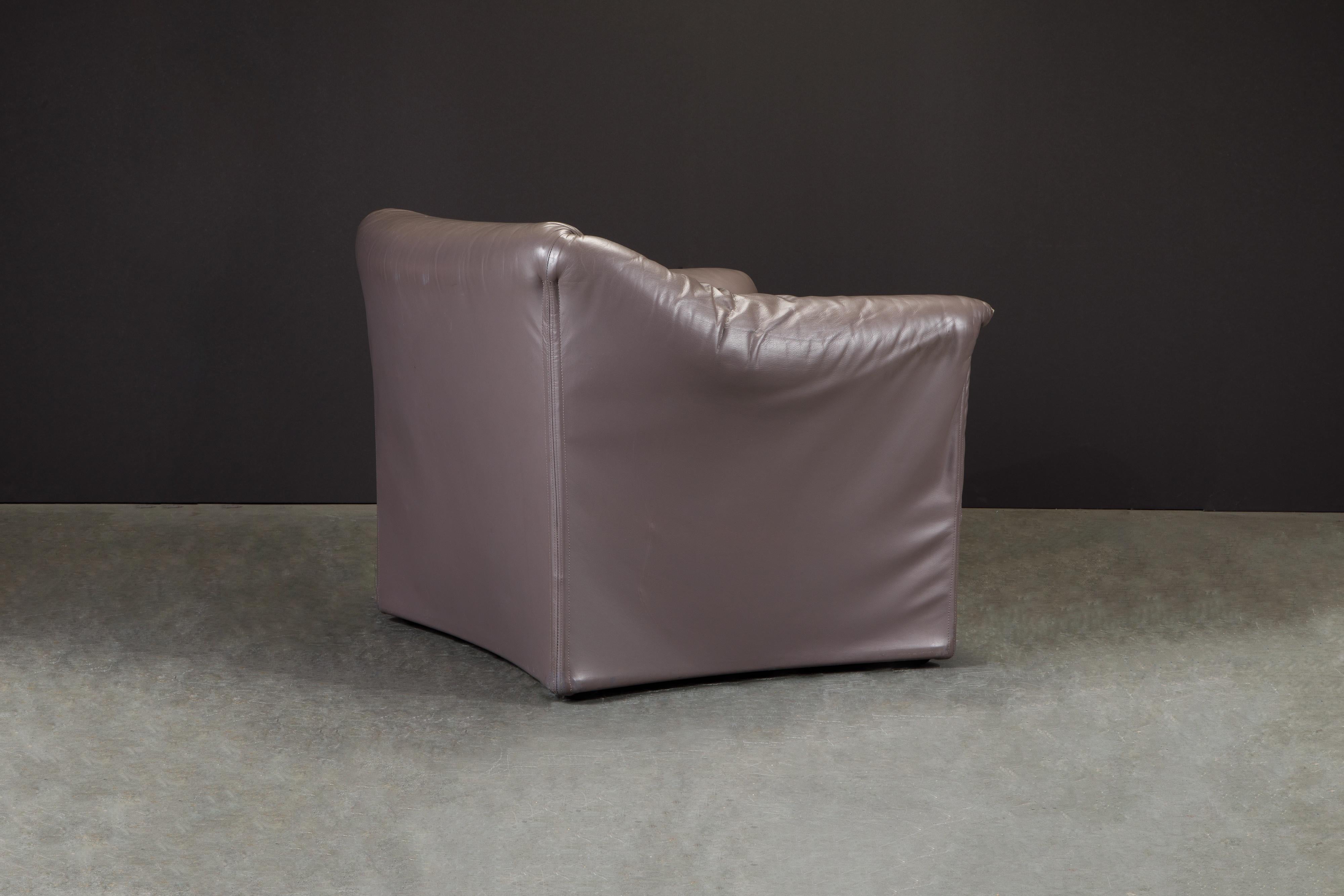 Mario Bellini Model 685 'Tentazione' Club Lounge Chairs in Leather, Signed 4