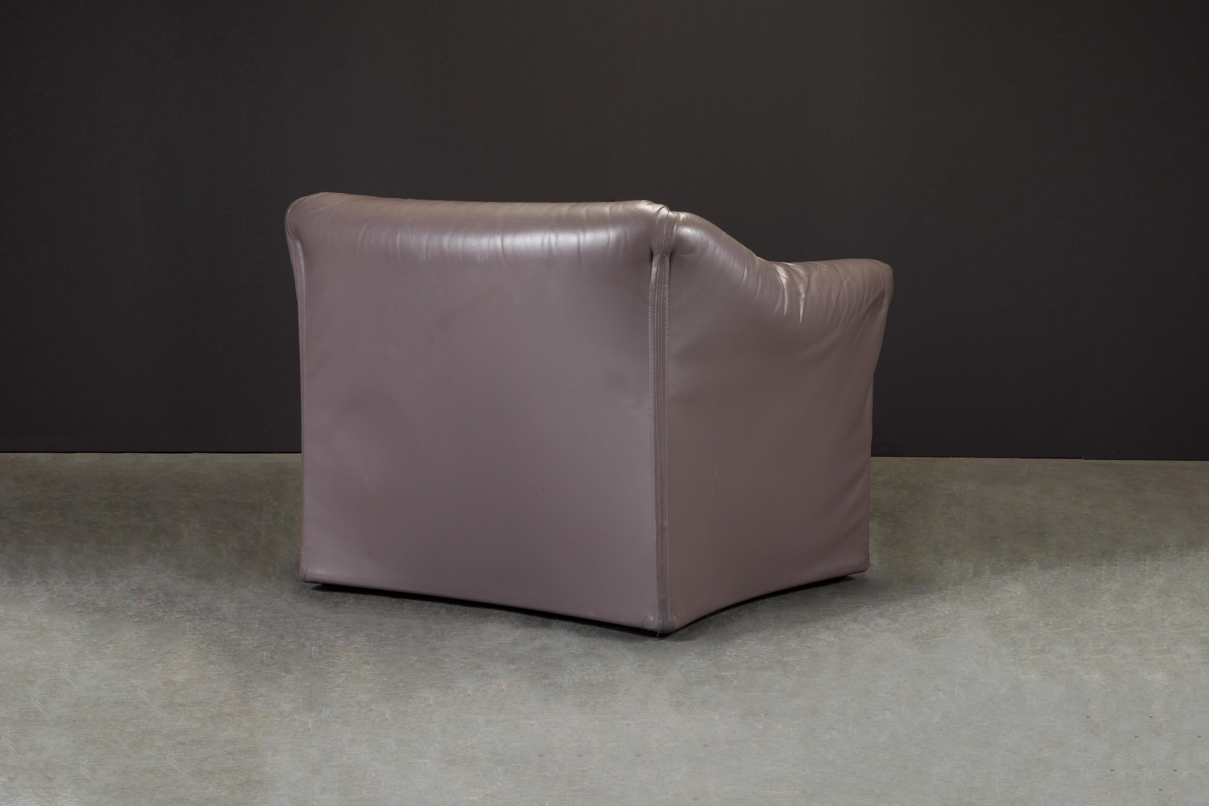 Mario Bellini Model 685 'Tentazione' Club Lounge Chairs in Leather, Signed 5