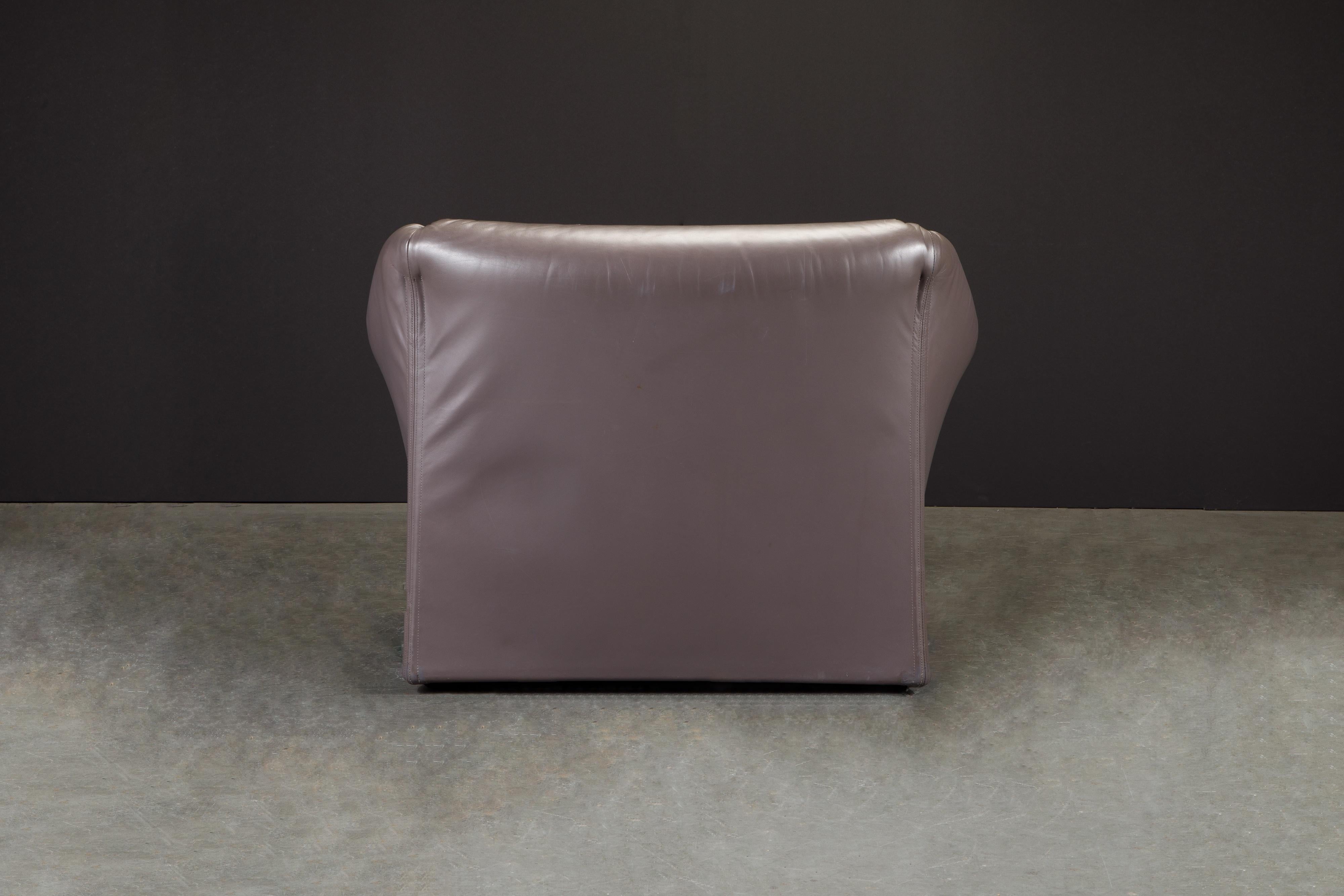 Mario Bellini Model 685 'Tentazione' Club Lounge Chairs in Leather, Signed 6
