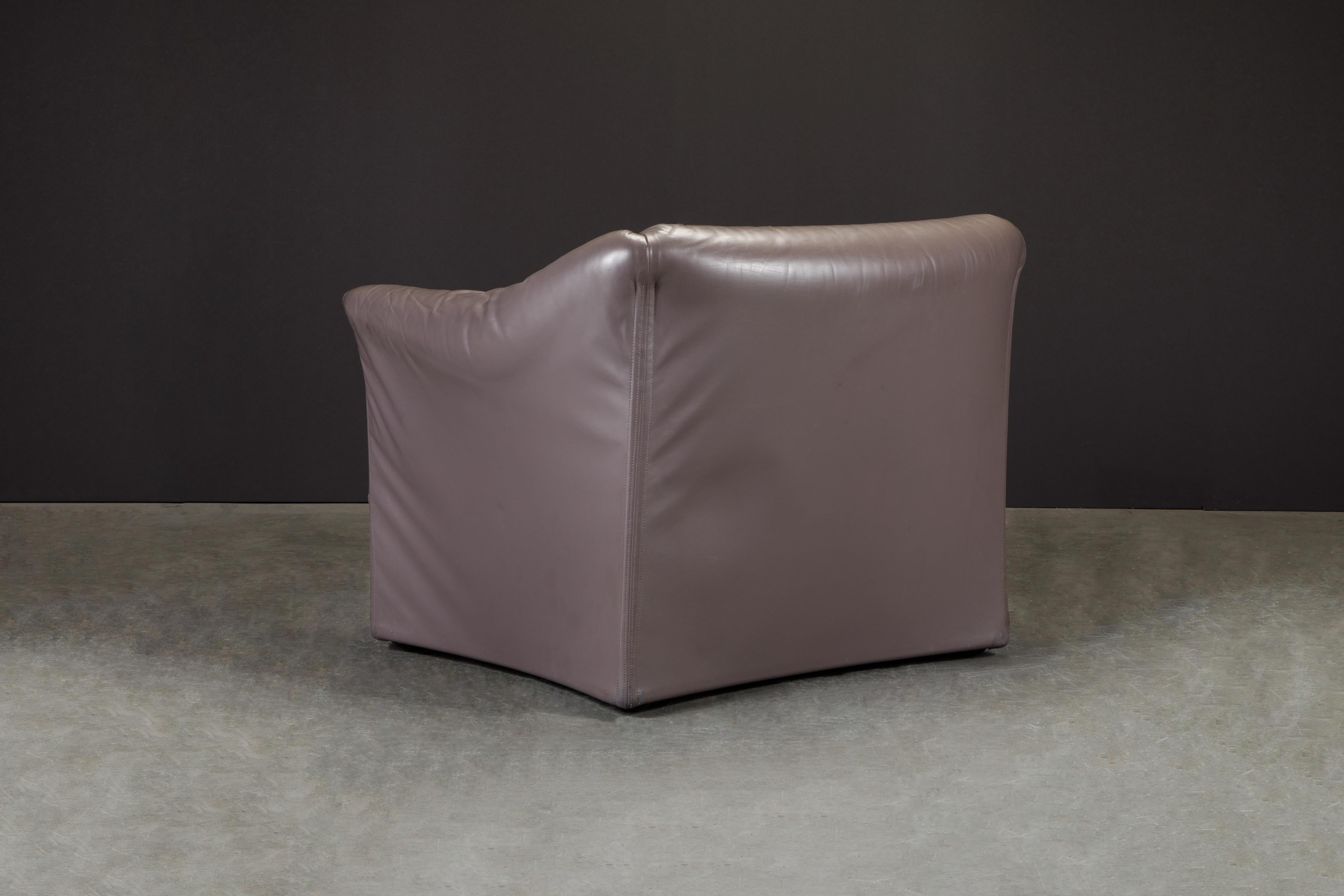 Mario Bellini Model 685 'Tentazione' Club Lounge Chairs in Leather, Signed 7