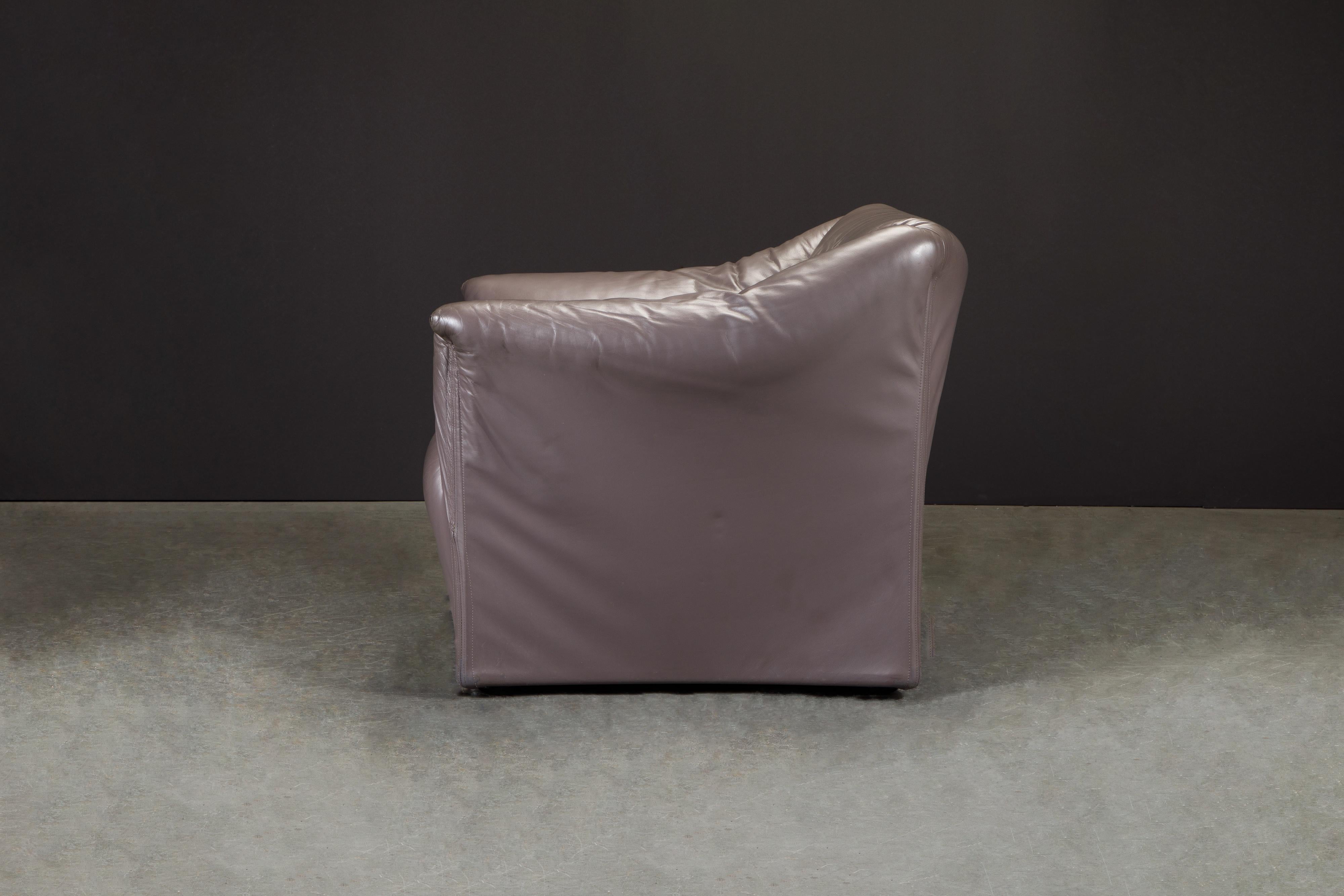 Mario Bellini Model 685 'Tentazione' Club Lounge Chairs in Leather, Signed 8