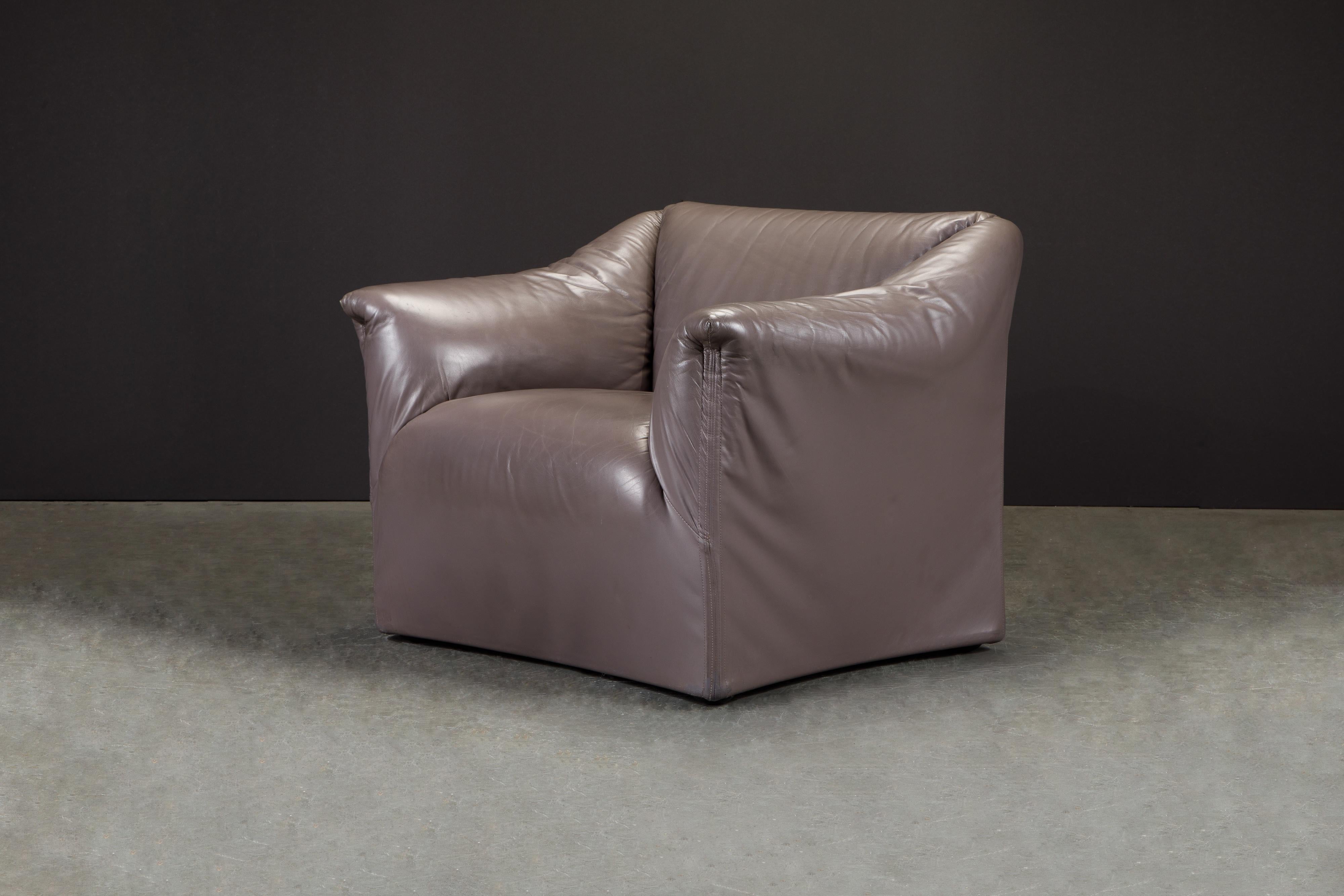Mario Bellini Model 685 'Tentazione' Club Lounge Chairs in Leather, Signed 9