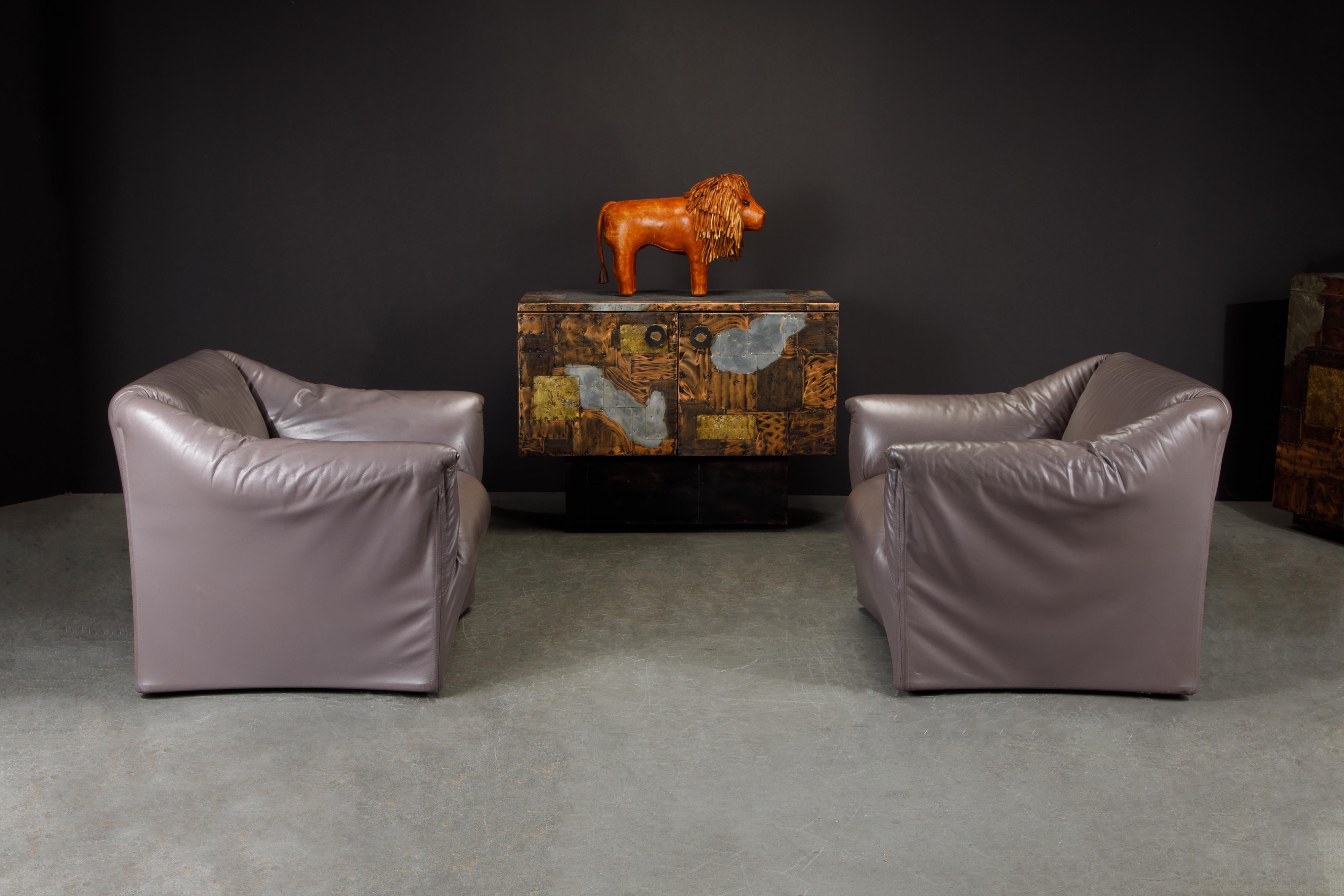 Mario Bellini Model 685 'Tentazione' Club Lounge Chairs in Leather, Signed In Good Condition In Los Angeles, CA