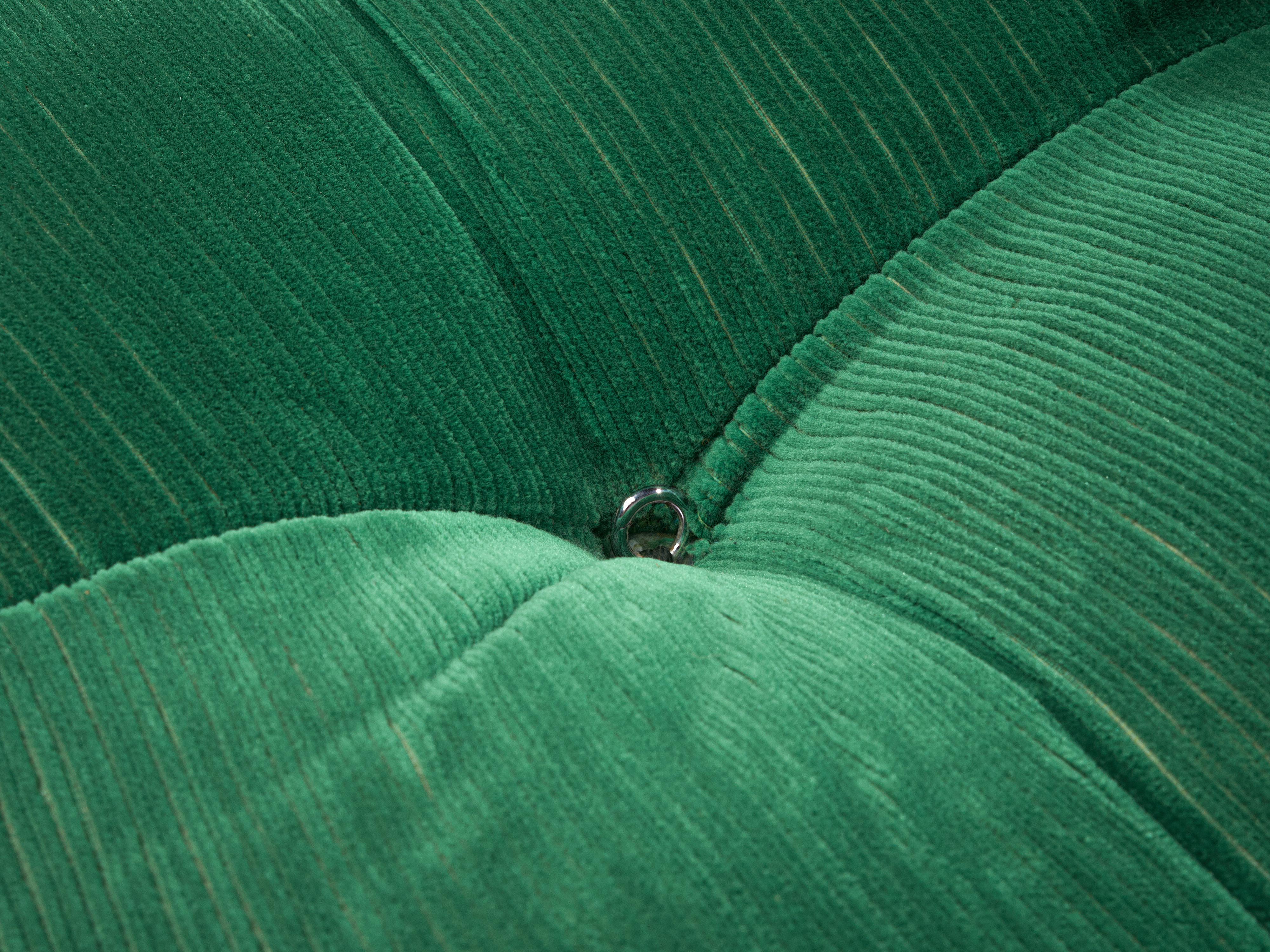 Post-Modern Mario Bellini Modular 'Camaleonda' Sofa in Green Fabric