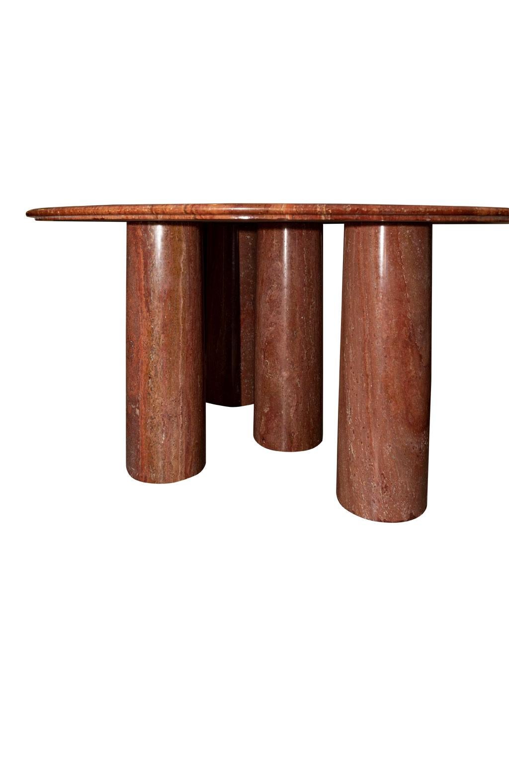 Italian Mario Bellini Monumental Round 'Il Collonato' Red Persian Travertine Table