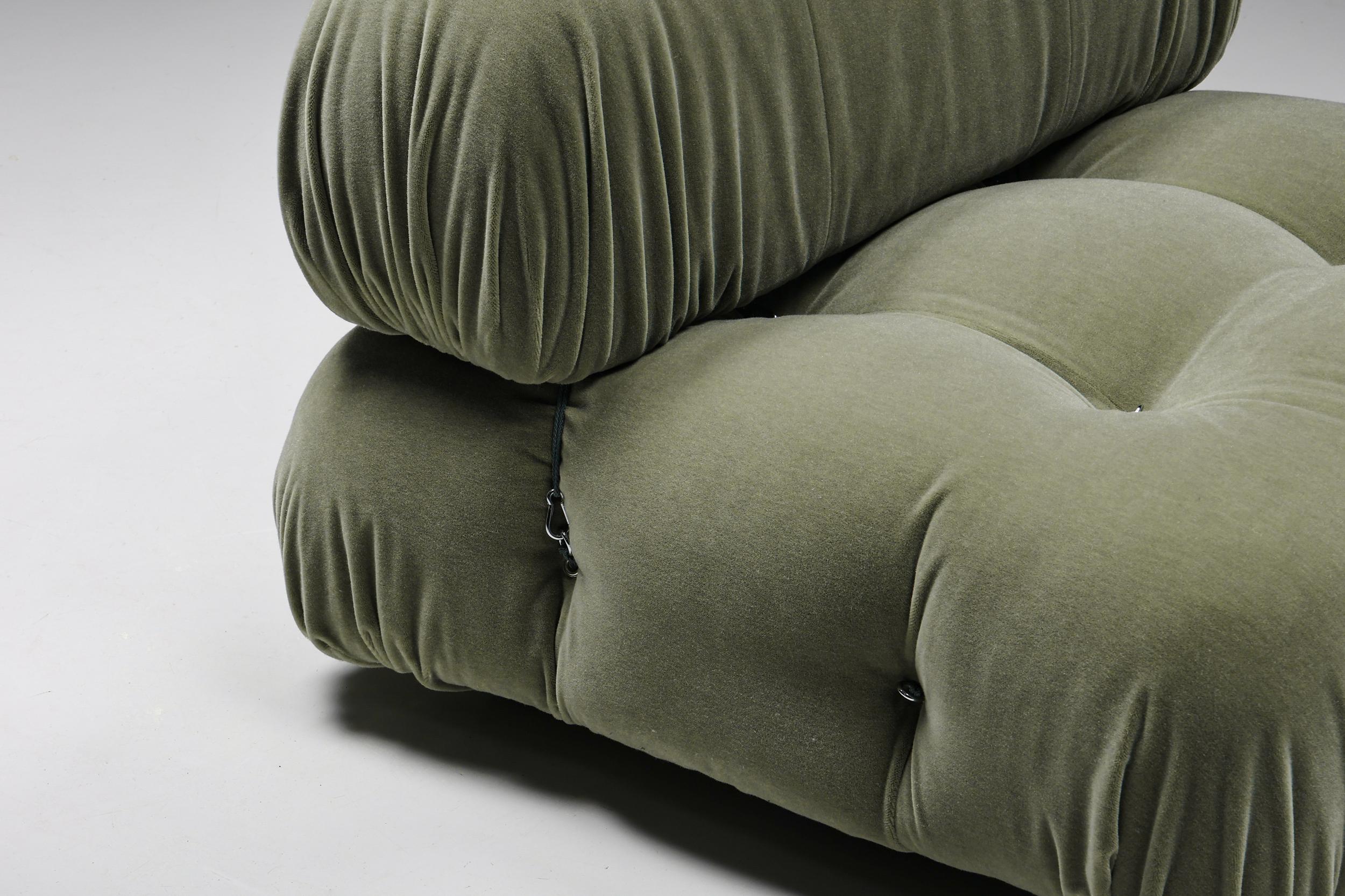 Mario Bellini Olive Green Camaleonda, 100% Mohair Reupholstery, B&B Italia, 1970 7