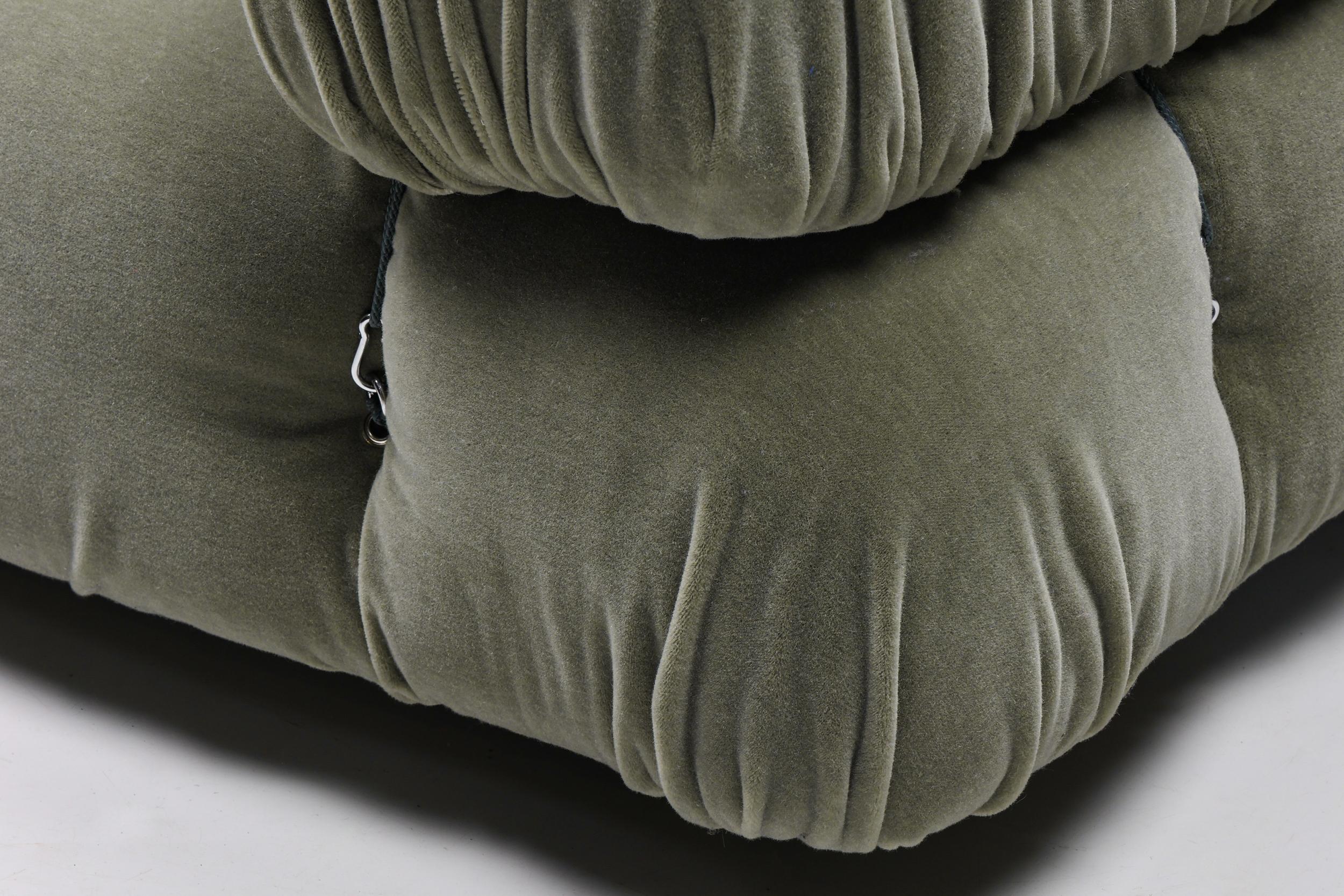 Mario Bellini Olive Green Camaleonda, 100% Mohair Reupholstery, B&B Italia, 1970 2