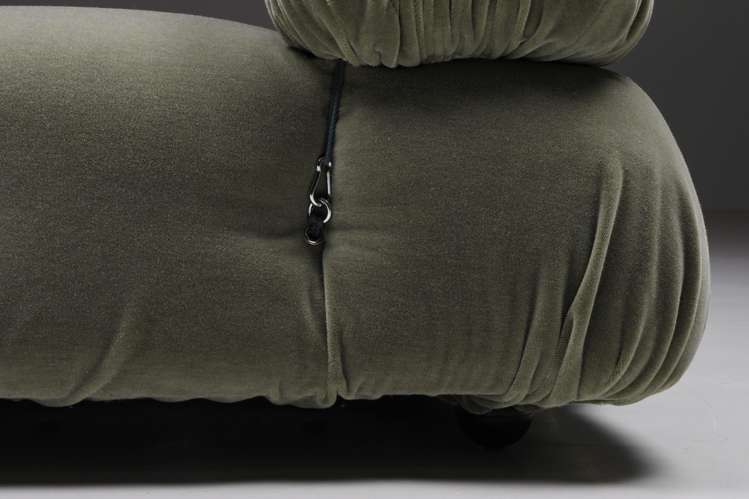 Mario Bellini Olive Green Camaleonda, 100% Mohair Reupholstery, B&B Italia, 1970 3