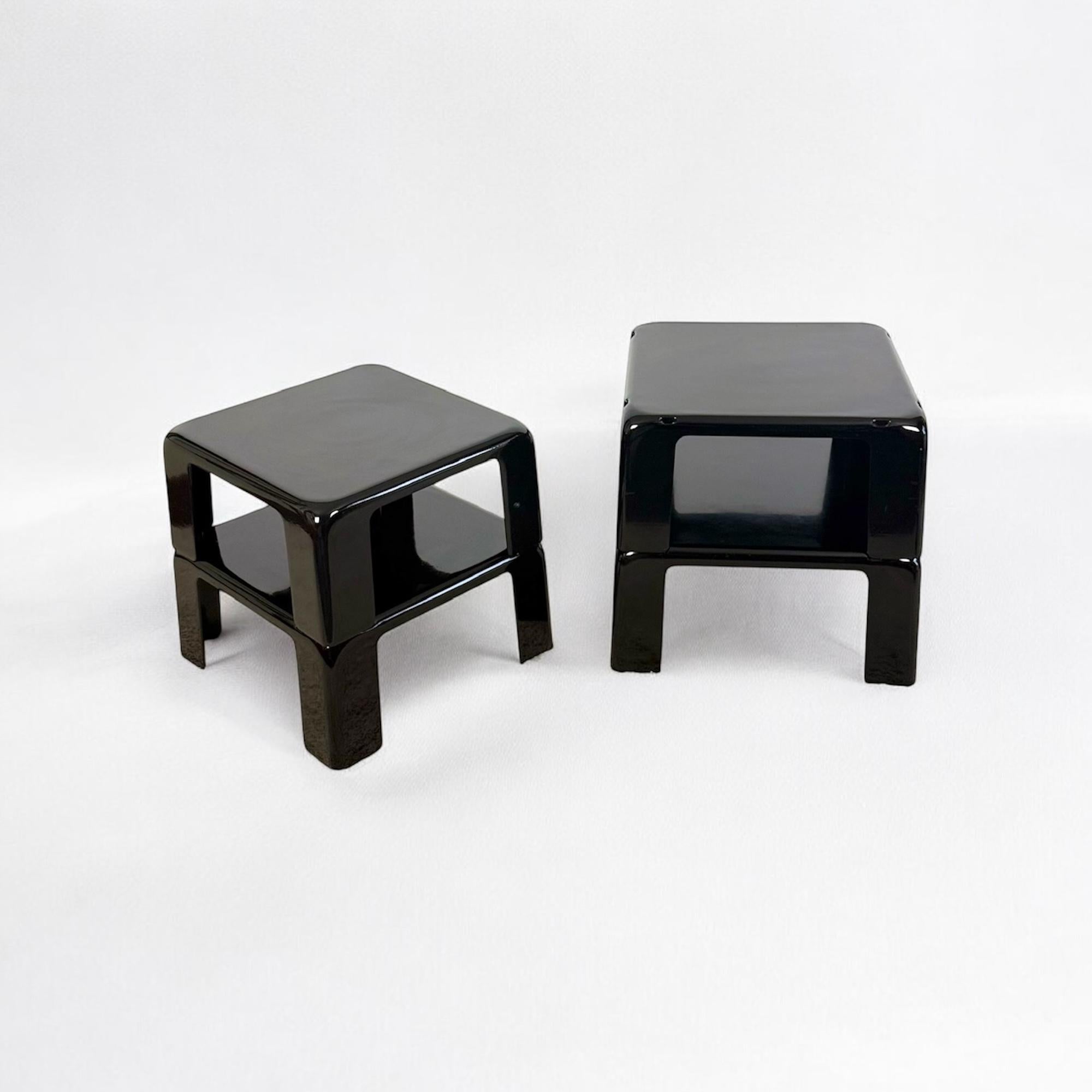 Mario Bellini 'Quattro Gatti' Schachteltische für C&B aus schwarzem Fiberglas, 1960er Jahre im Angebot 2