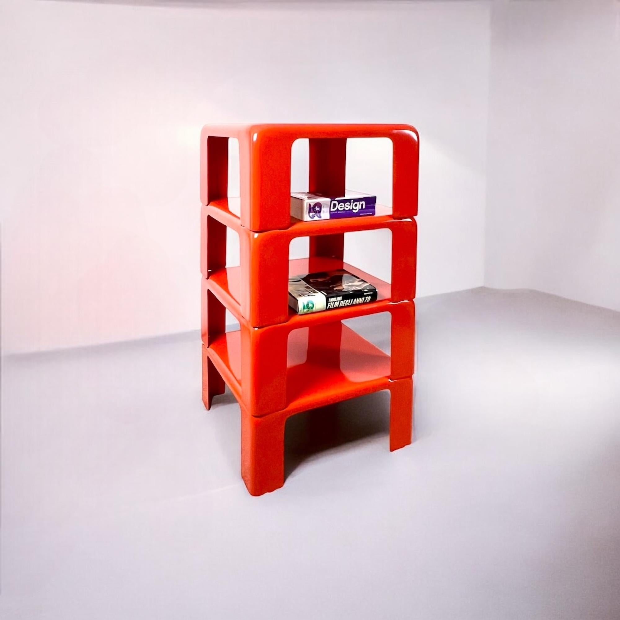 Mario Bellini 'Quattro Gatti' Nesting Tables for C&B in Orange Fiberlite, 1960s 5