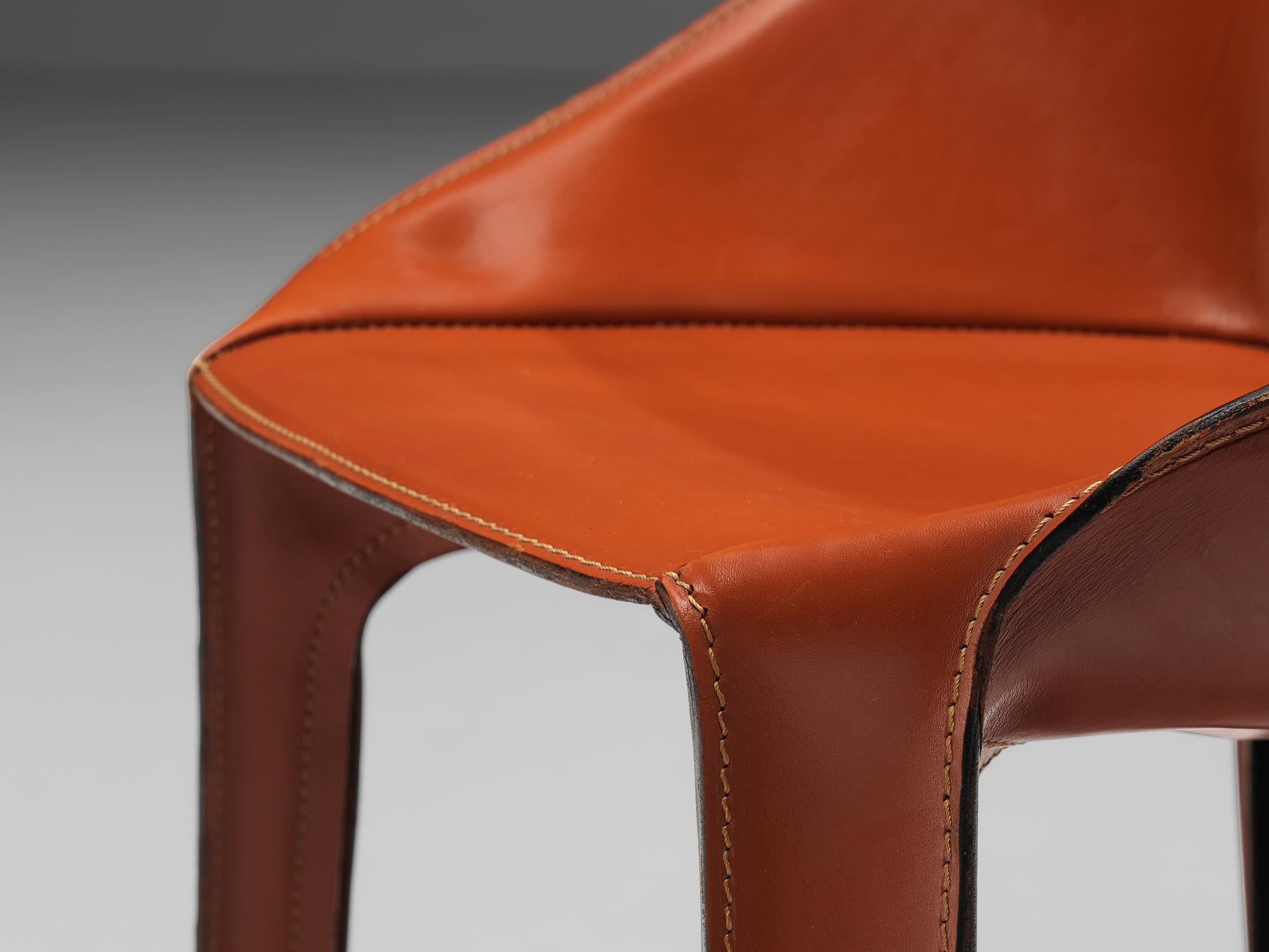 Mario Bellini Rare Set of Eight Lira Liuto Dining Chairs in Red Leather 5