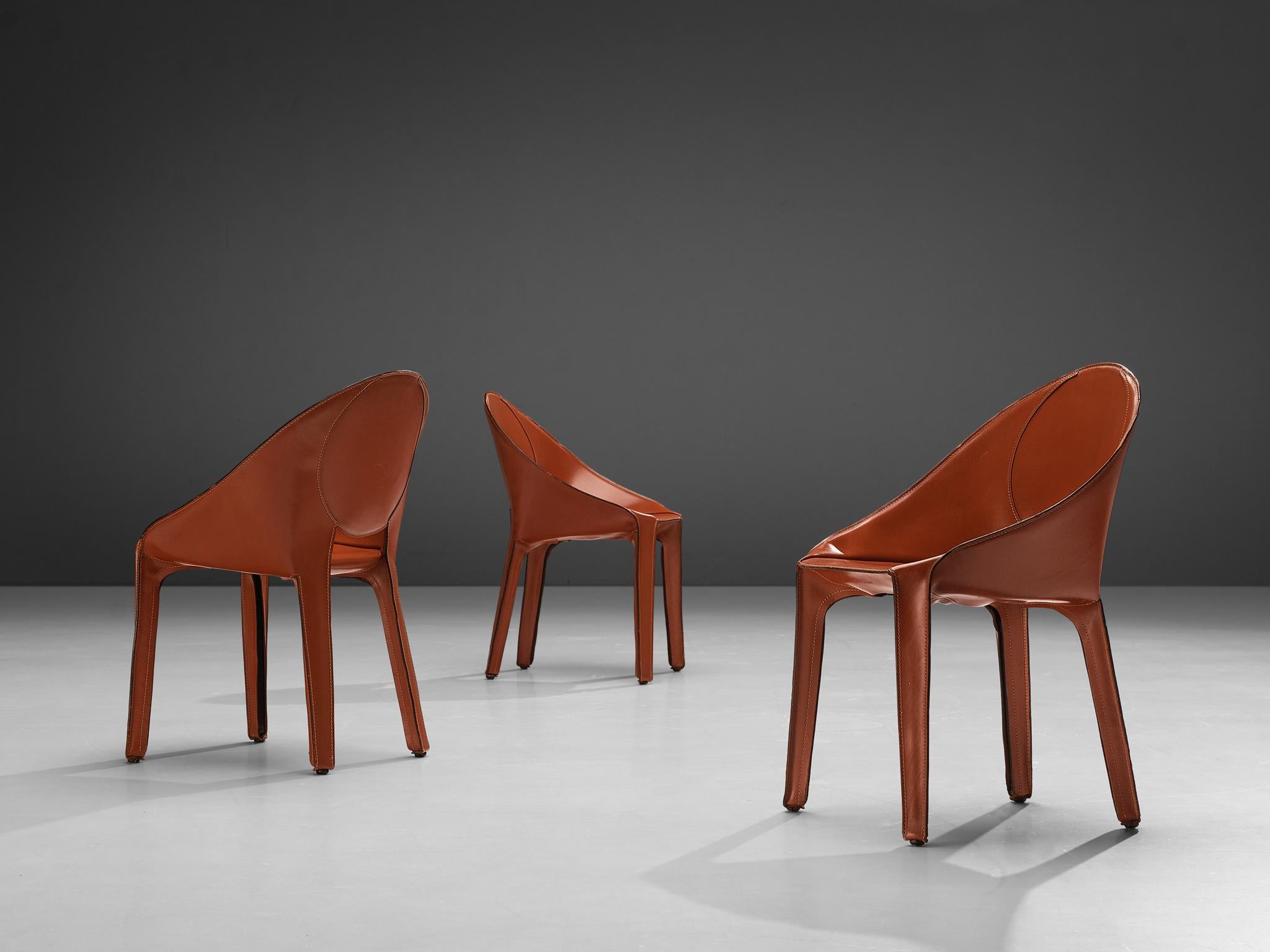 Mario Bellini Rare Set of Eight Lira Liuto Dining Chairs in Red Leather 7