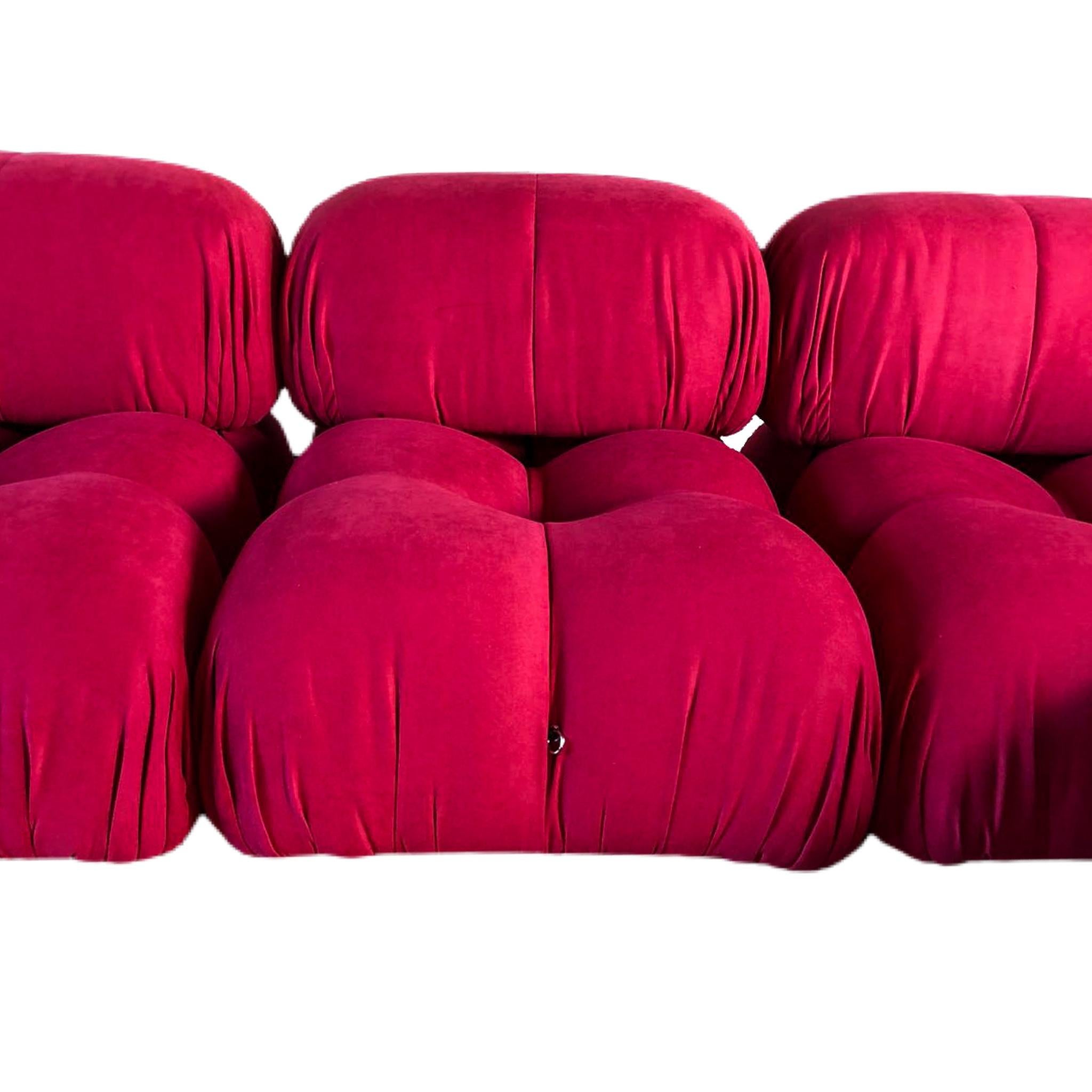 Space Age Mario Bellini Red Cotton Camaleonda Modular Sofa for B&B Italia, 1972, Set of 5 For Sale