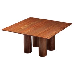 Table à manger « Il Collonato » en travertin rouge de Mario Bellini, 1970