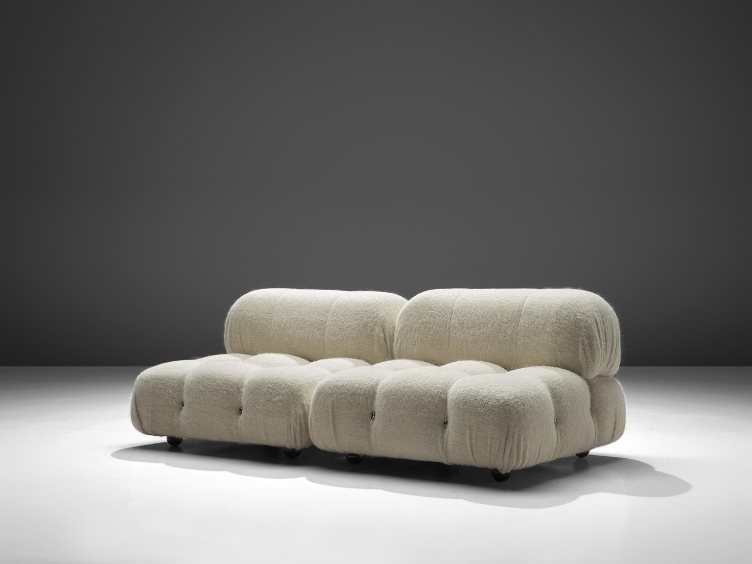 Mario Bellini, 'Camaleonda' sofa, in white Pierre Frey wool-mix upholstery, Italy, 1972.

These sofa elementen are made on request in our upholstery atelier and consists of two large elements and two back rests. The sectional elements this sofa was